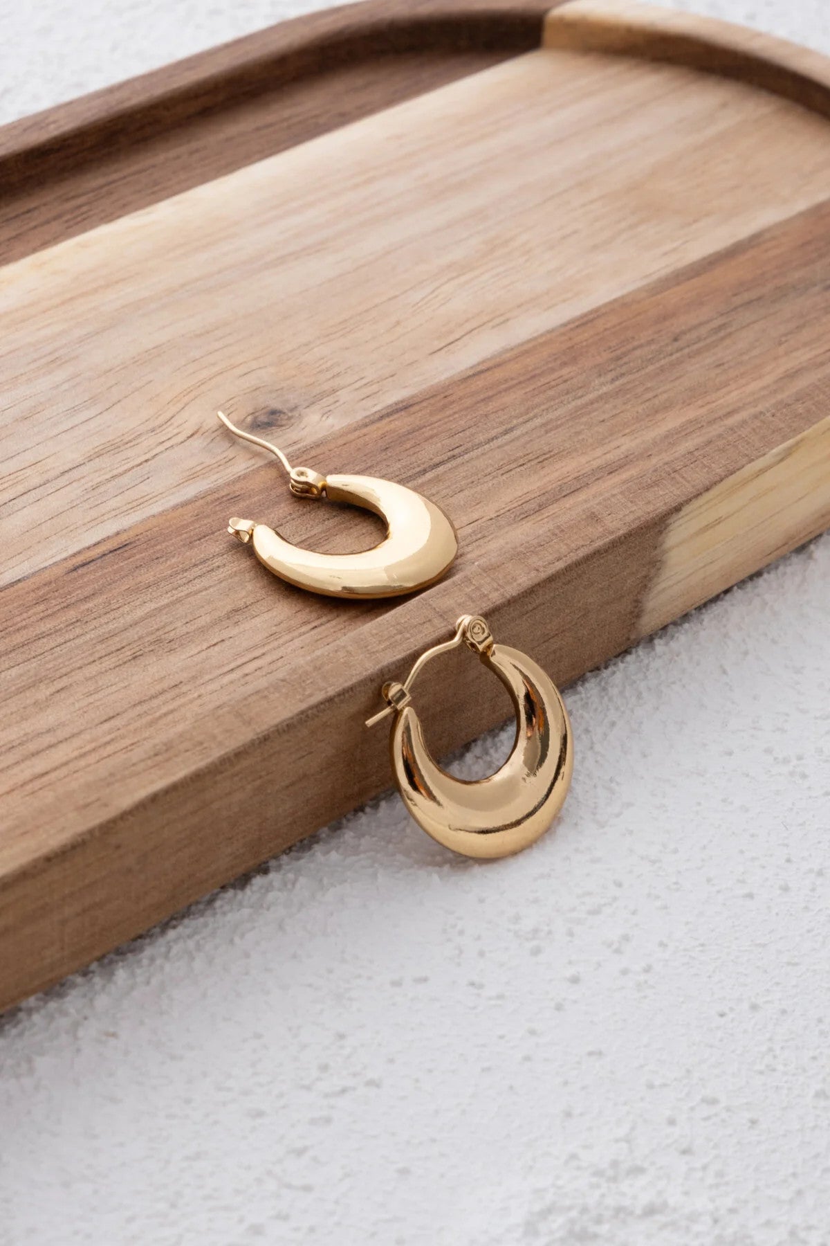 Çelik Oval Halka Küpe Bombeli Kararmaz 2cm