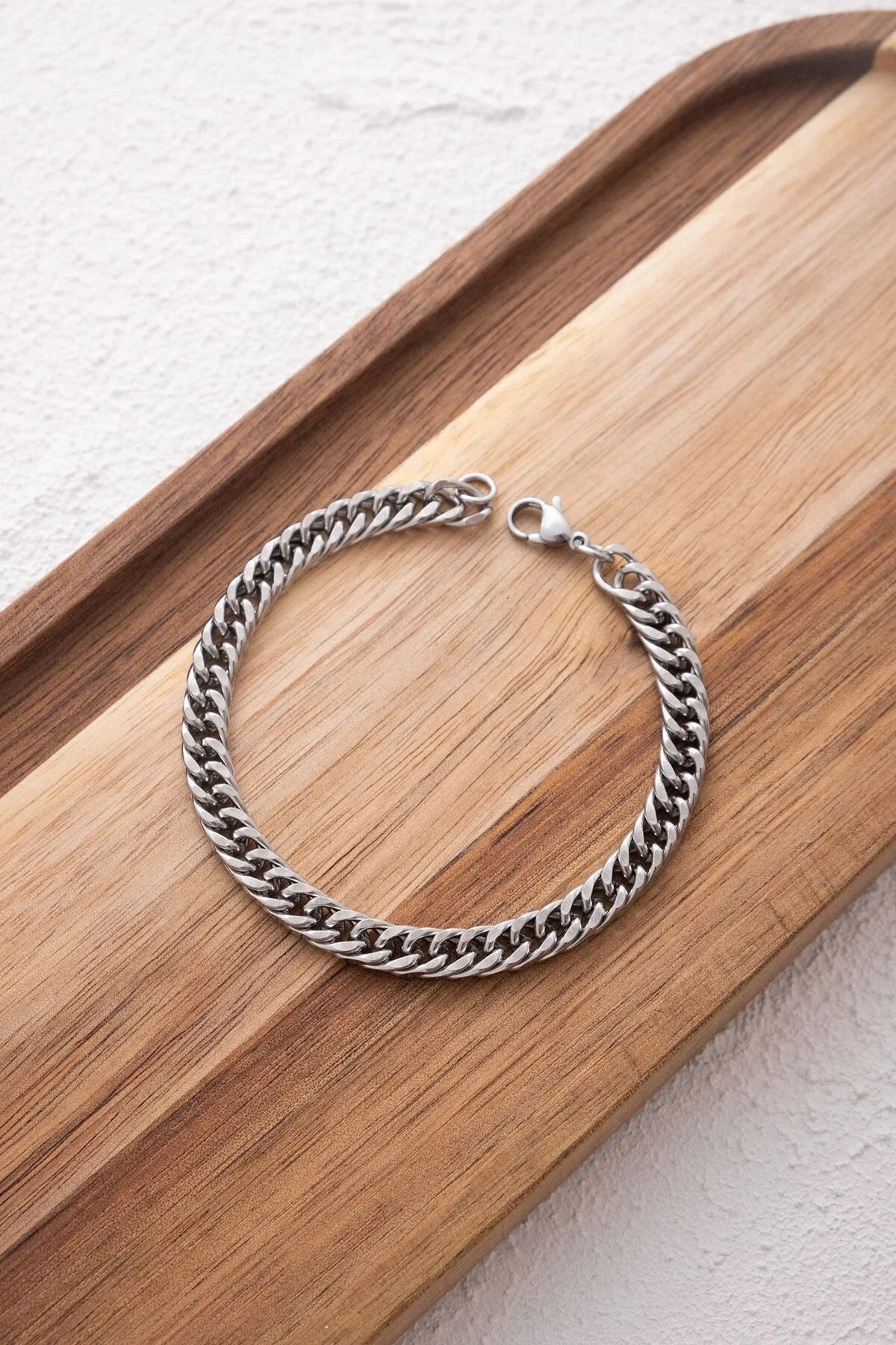 Çelik Almak Gurmet Erkek Zincir Bileklik 6mm Kararmaz 20cm