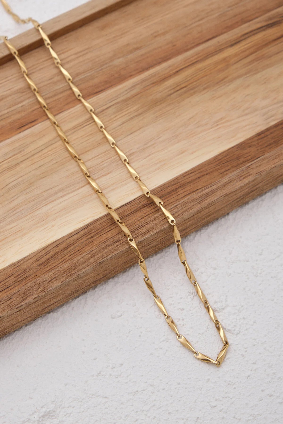 Çelik İnce Küp Üçgen Zincir Kolye Minimal 2mm Unisex Kararmaz Günlük Kullanıma Uygun