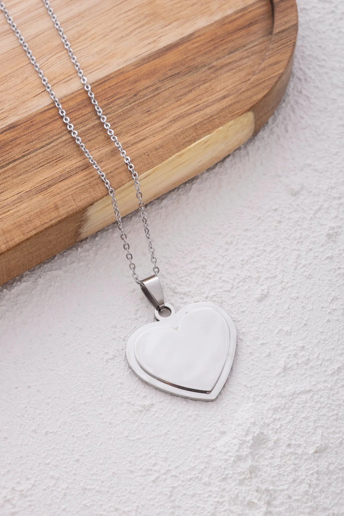 Çelik Kalp Kolye Kararmaz Sevgiliye Hediye