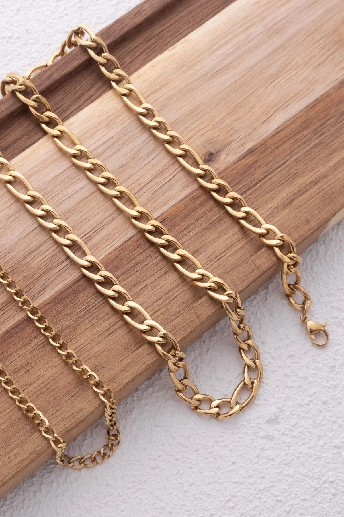 Çelik Kalın Figaro Bel Zinciri Denizde Yazın Günlük Kullanıma Uygun Kararmaz 60-75cm 6mm