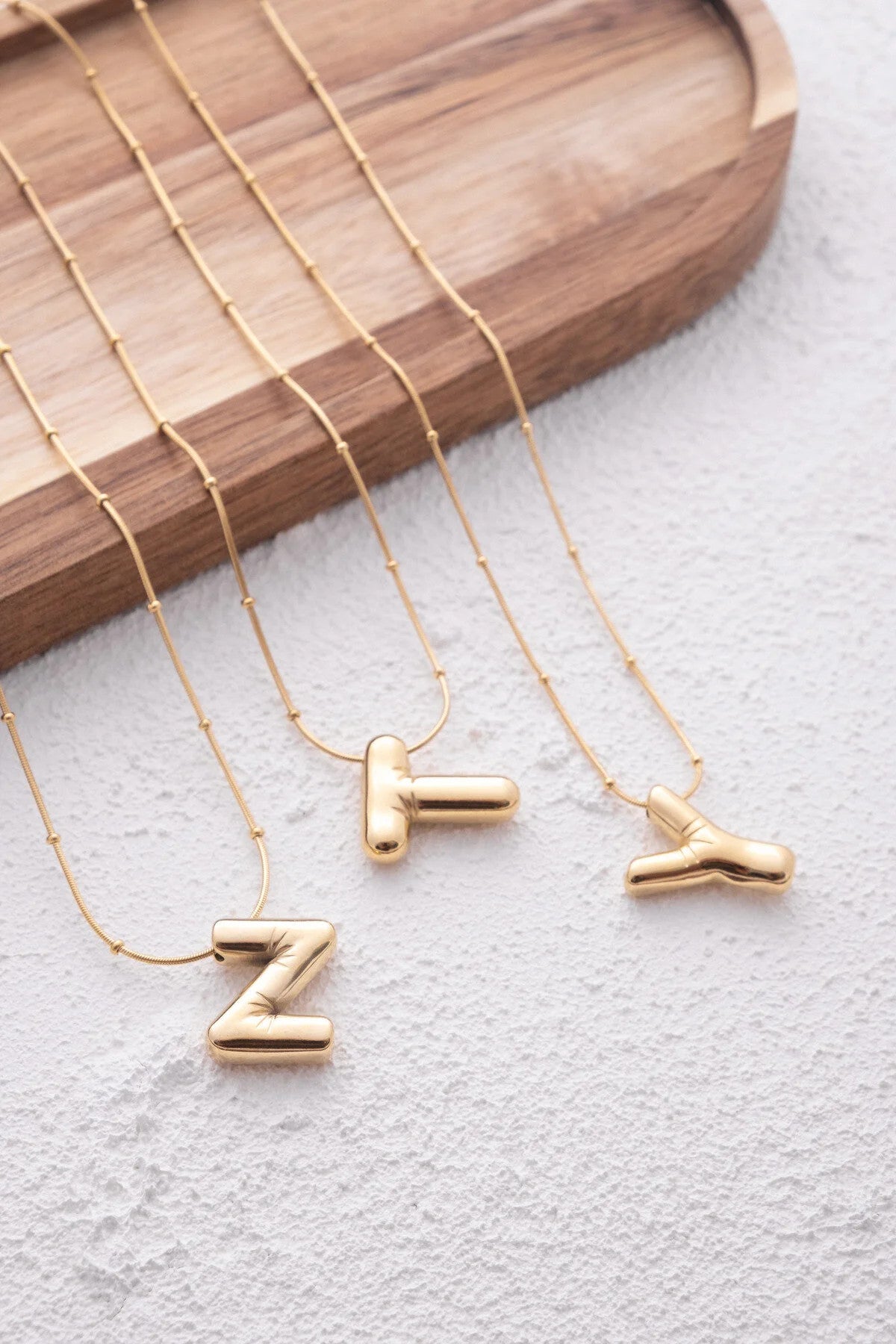 Çelik Harfli  "Z"  Bubble Balon Kolye Balık Sırtı Toplu Zincir Z Harfi 45cm