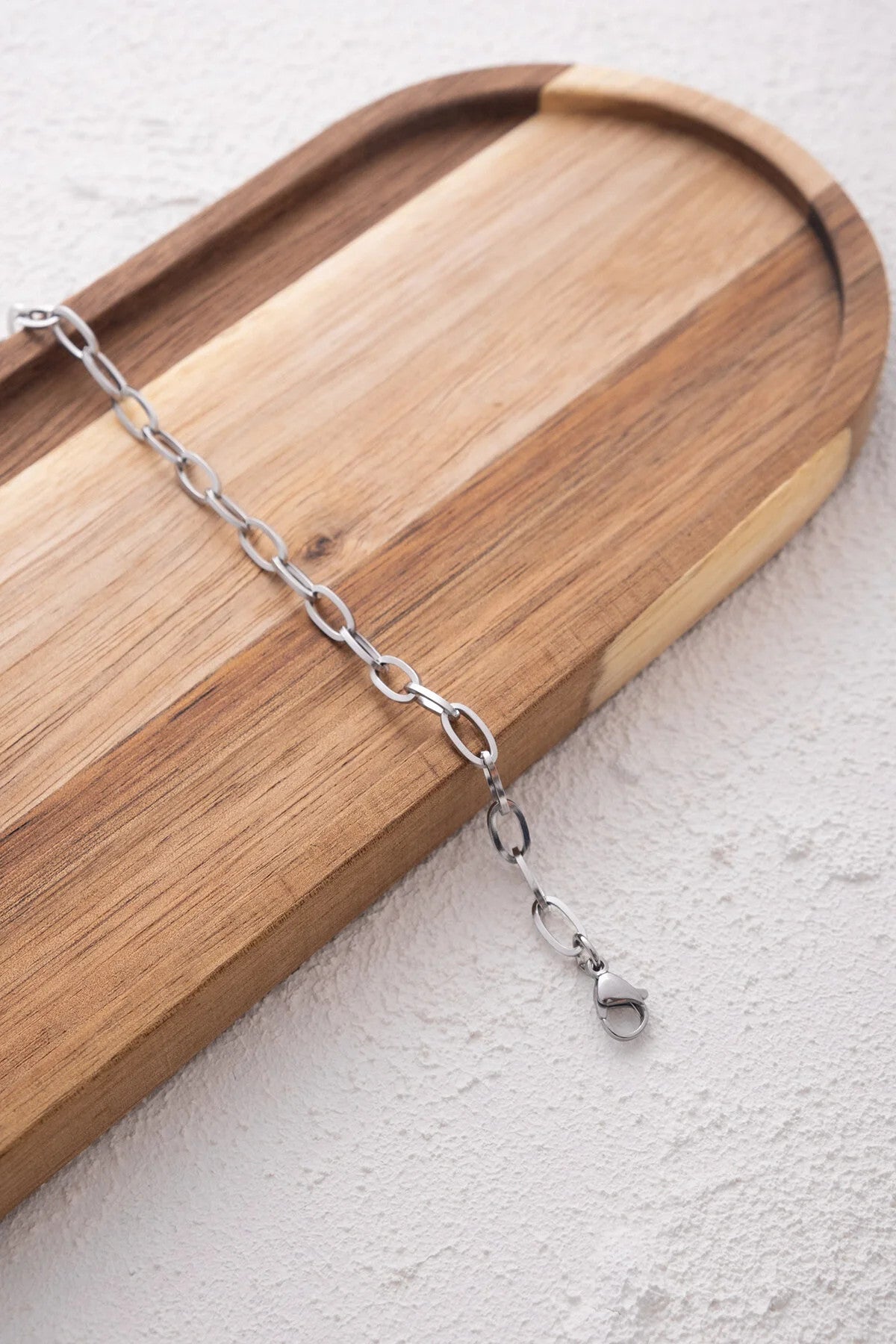 Çelik Ataç Oval Zincir Halhal Denizde Yazın Günlük Kullanıma Uygun Kararmaz Halhal 5mm 22cm+3cm