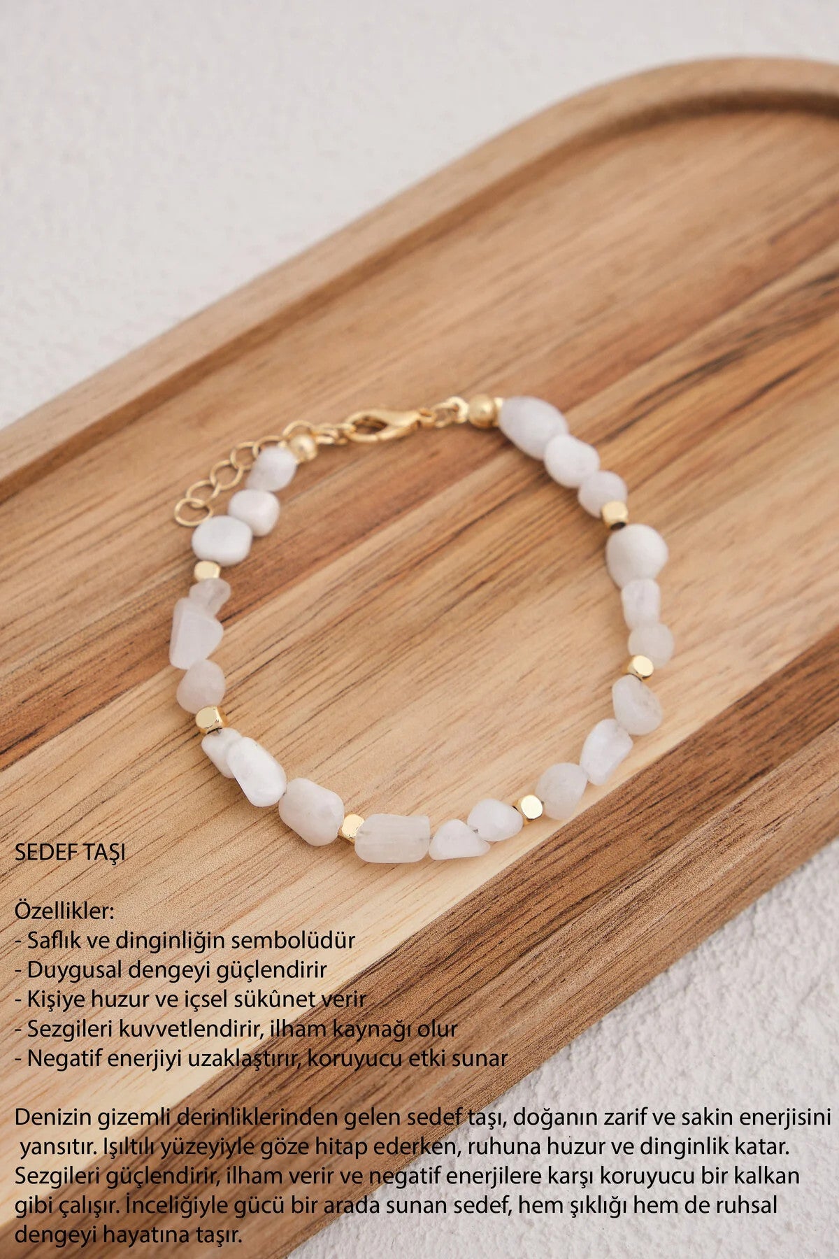 Doğal Taş Bileklik 17cm+4cm El İşi Özel Yapım Gerçek Taş