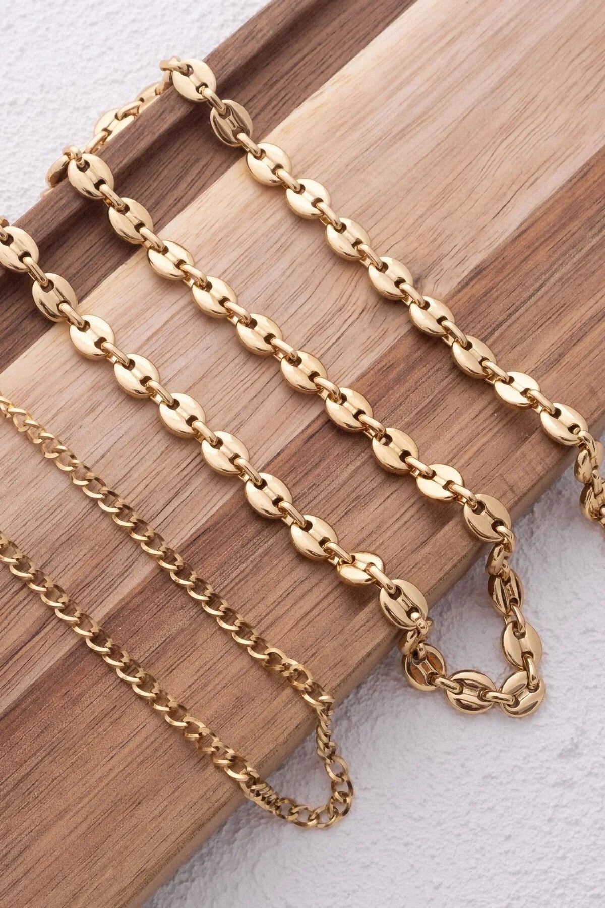 Çelik Kahve Çekirdeği Bel Zinciri Günlük Kullanıma Uygun Kararmaz Gemici Model 60-75cm 5mm