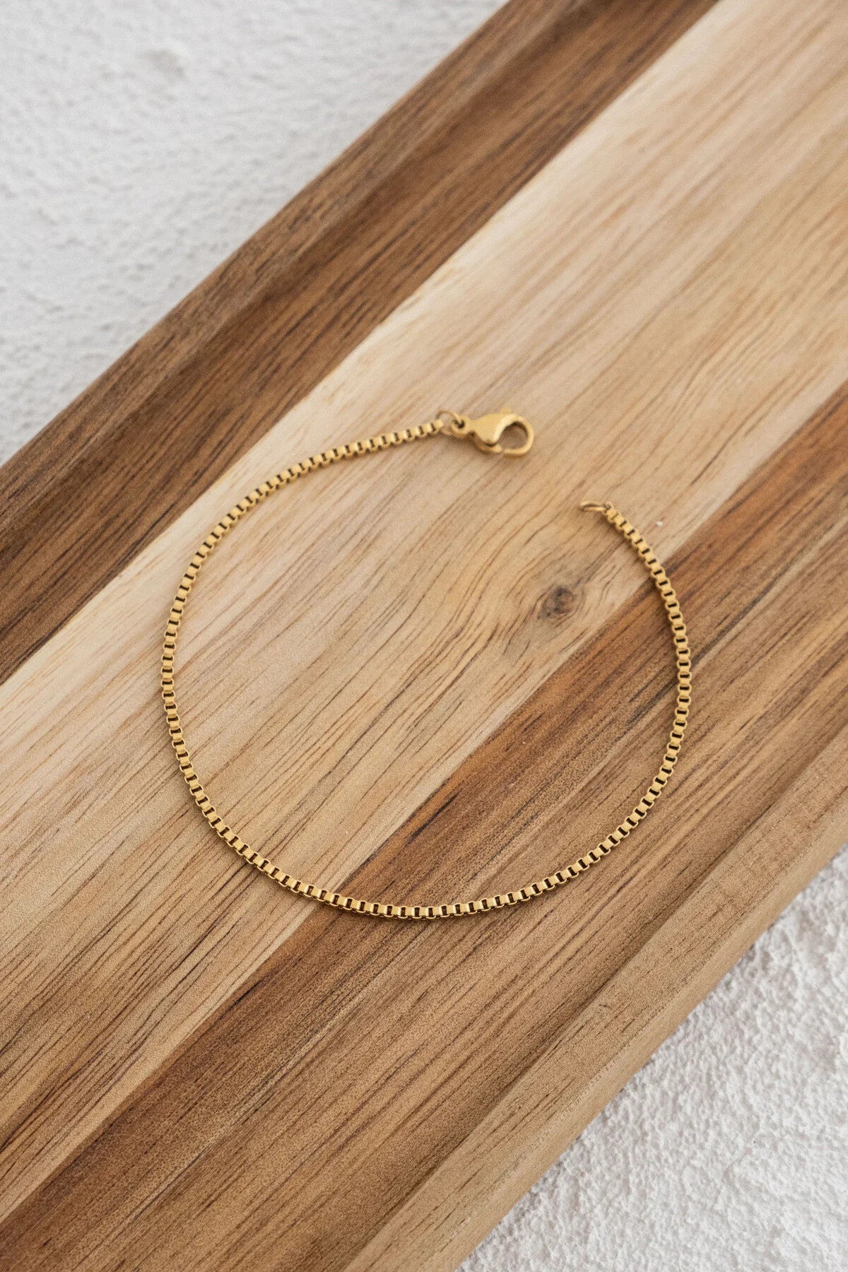 Çelik Kutu Kare Zincir Bileklik İnce Box Küba Zincir 1mm Zarif Minimal 17cm+4cm&21cm