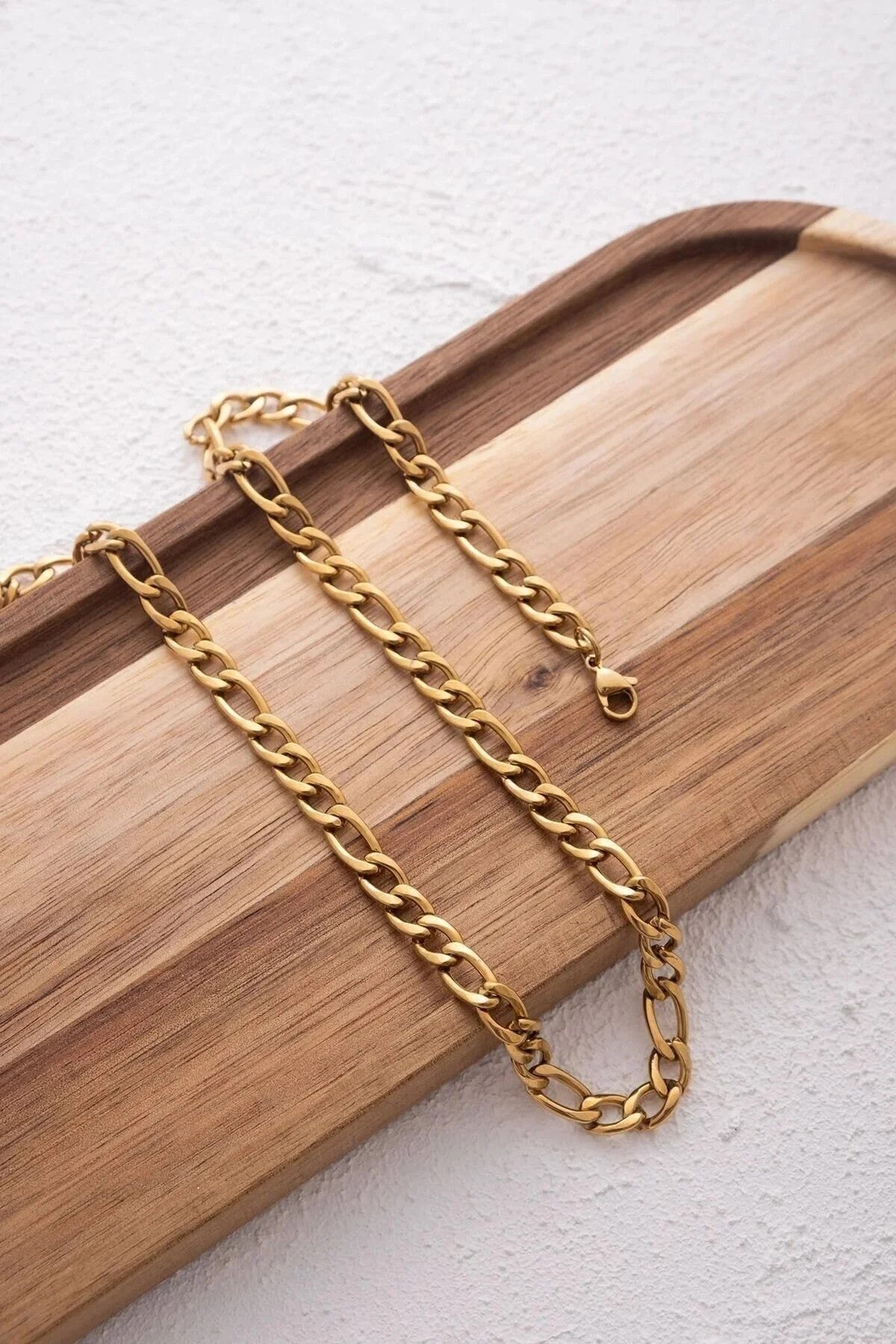 Çelik Figaro Erkek Zincir Kolye 6mm Kararmaz