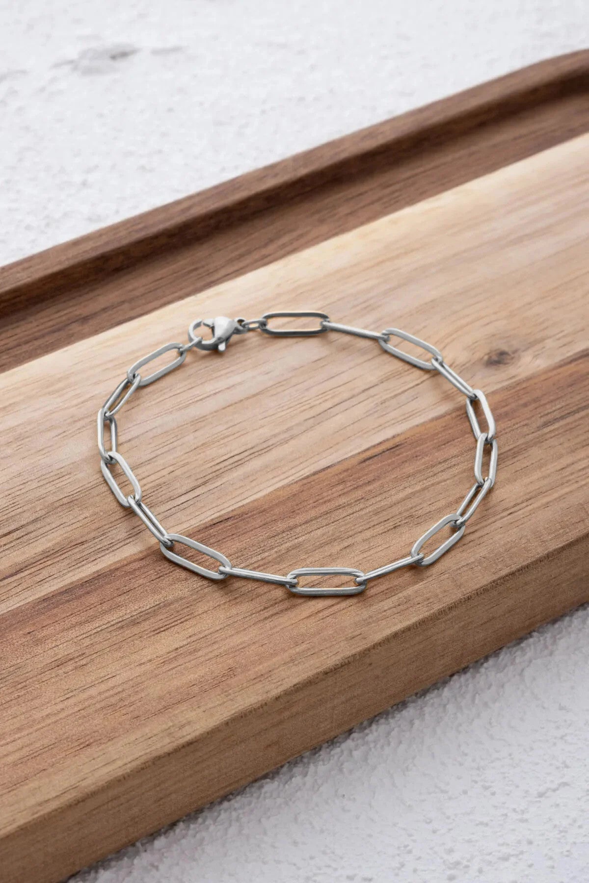 Çelik Ataç Oval Halka Zincir Halhal Günlük Kullanıma Uygun Kablo Zincir Halhal 4mm 22cm 4cm