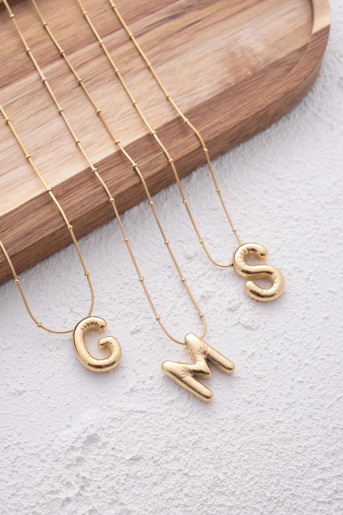 Çelik Harfli  "G"  Bubble Balon Kolye Balık Sırtı Toplu Zincir GHarfi 45cm