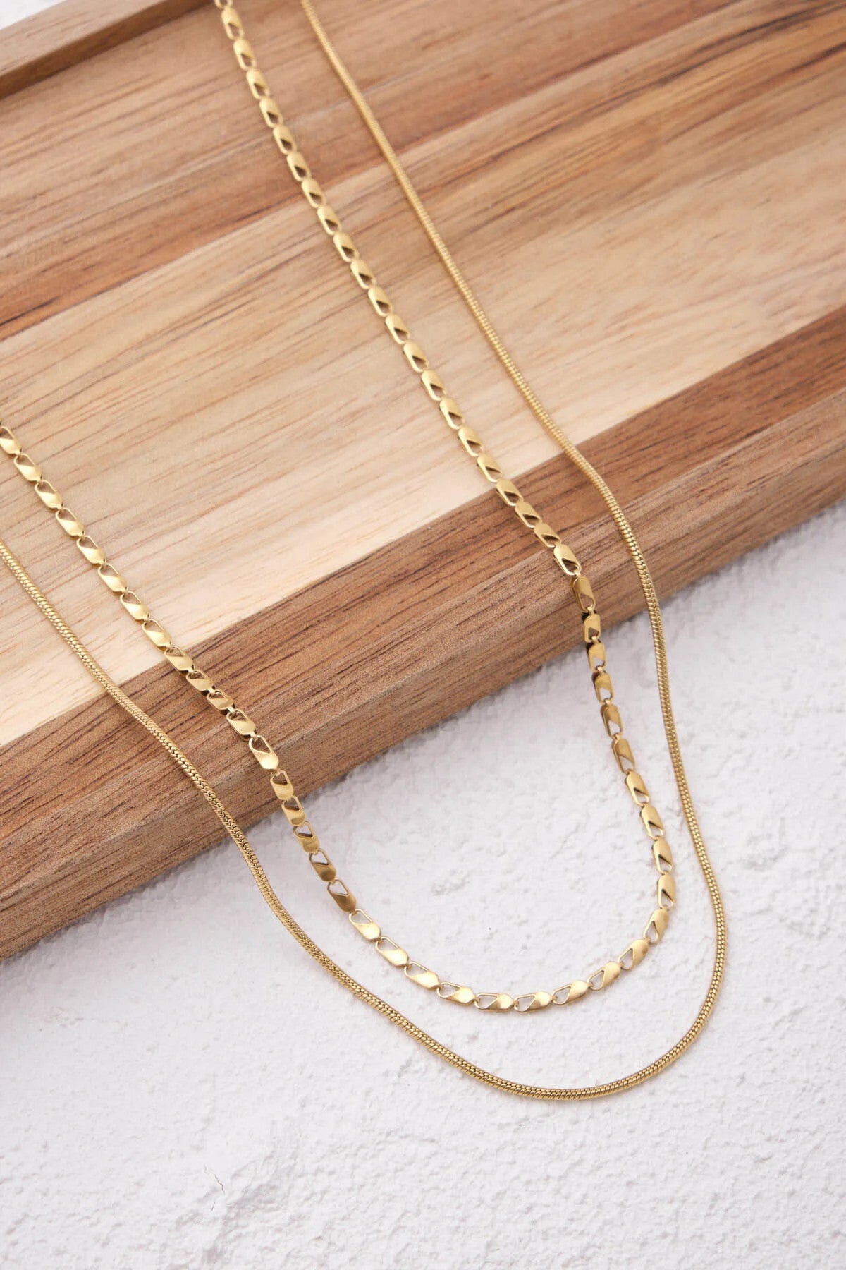 Çelik 2'li Kombin Halat İtalyan Ve Papağan Zincir Kolye Minimal Kararmaz