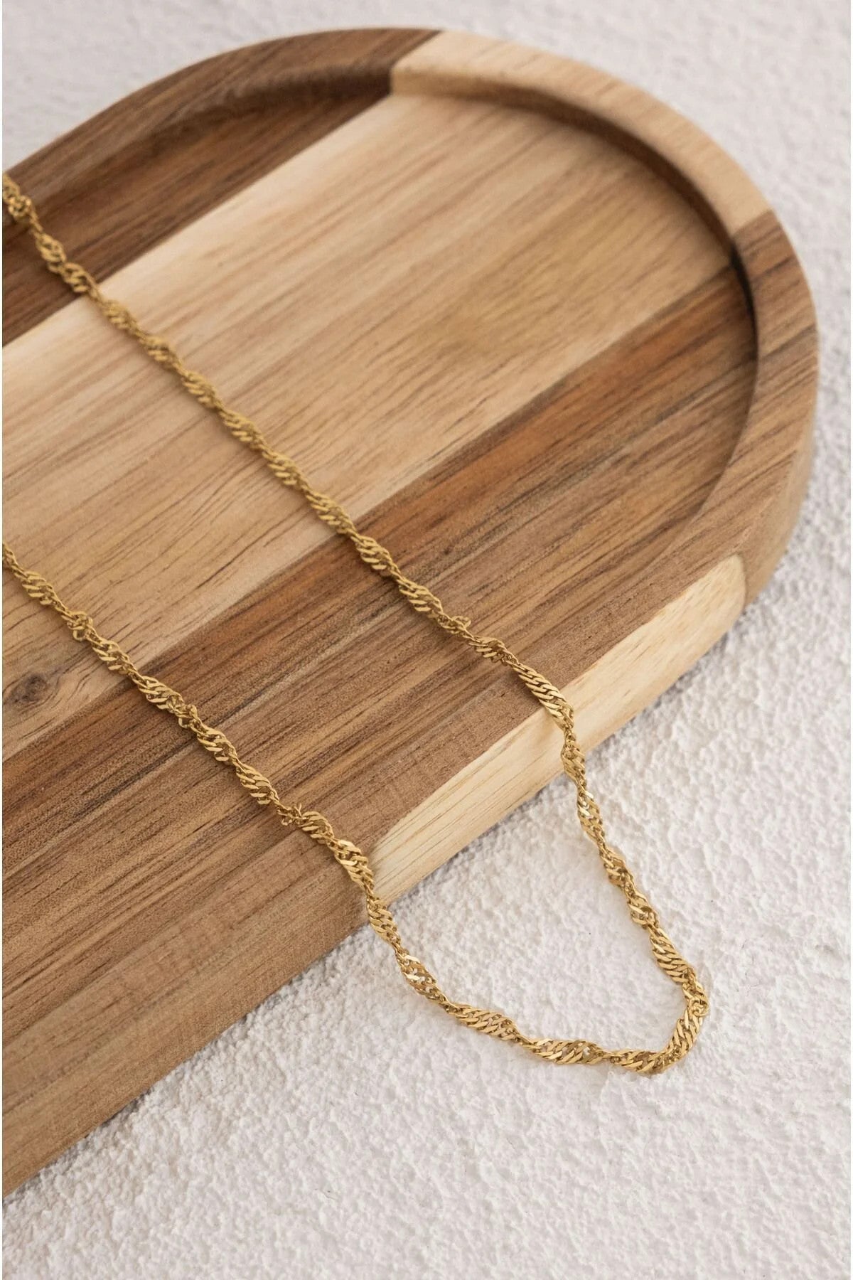 Çelik Singapur Zincir Kolye İnce İthal Singapur Sarma Burgu Zincir 2mm Zarif Minimal