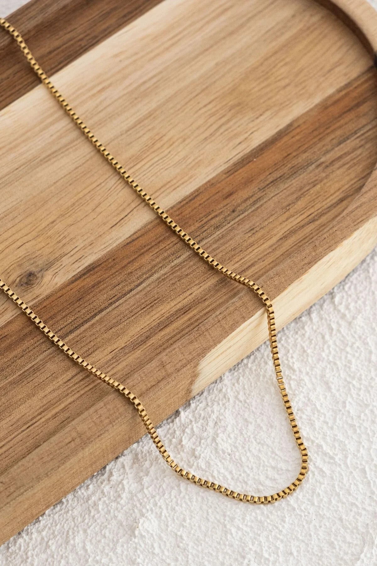 Çelik Kutu Kare Zincir Kolye İnce Box Küba Zincir 1mm Zarif Minimal