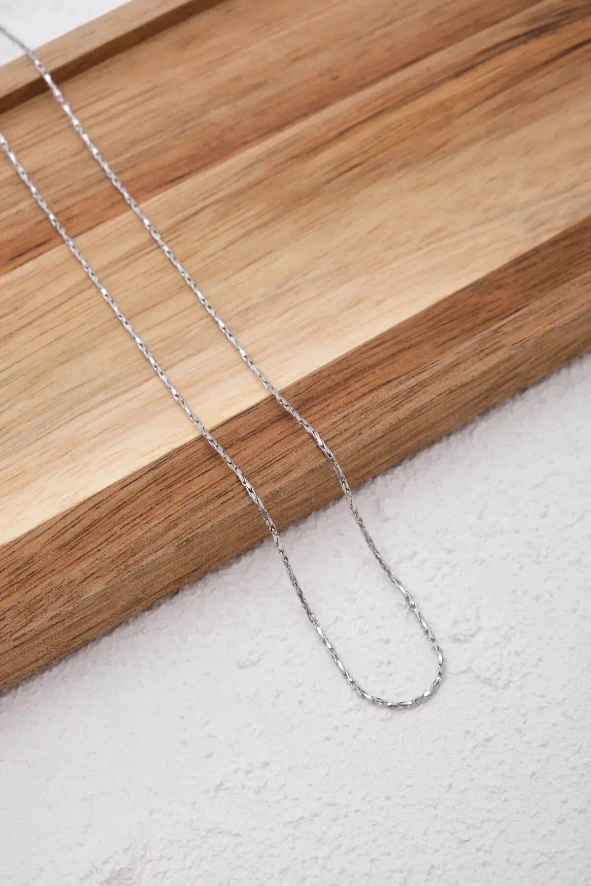 Çelik Dikdörtgen Burgu Erkek Kolye 1mm Örme Kararmaz Zincir