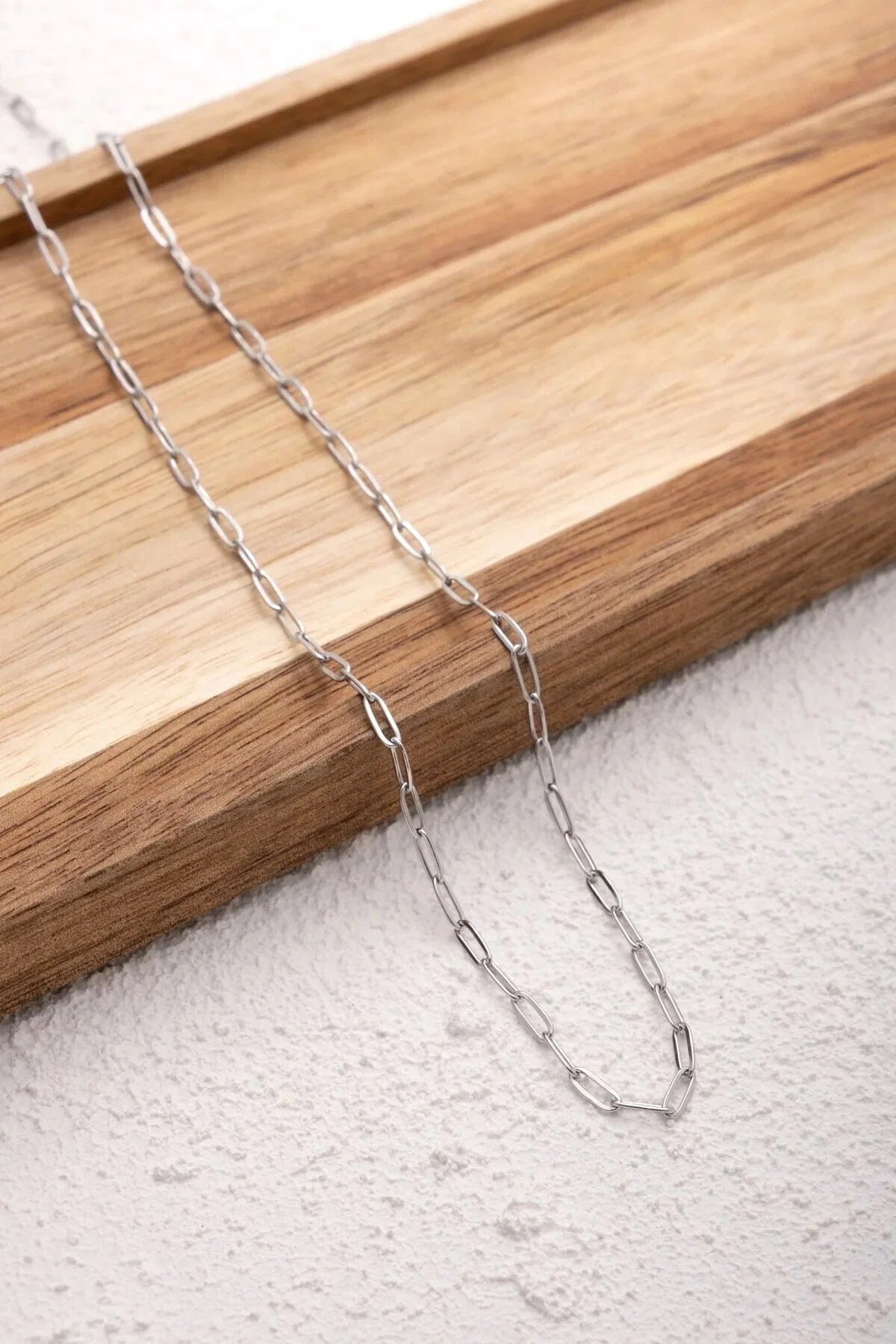 Çelik Ataç Oval Erkek Zincir Kolye 2mm Halka Kararmaz Zincir