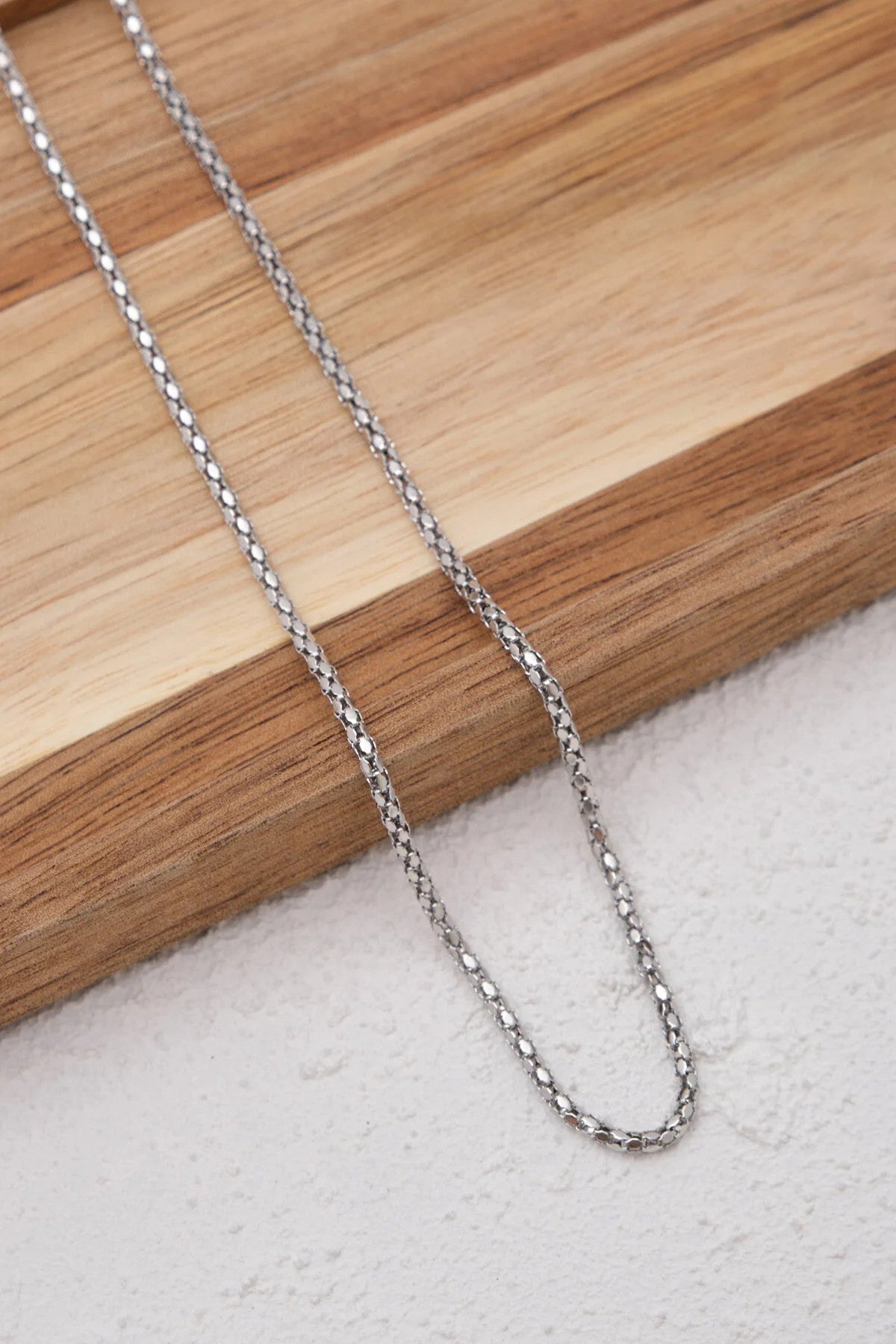 Çelik Pullu Halat Zincir Kolye Unisex Kararmaz 2mm Minimal Günlük Kullanıma Uygun