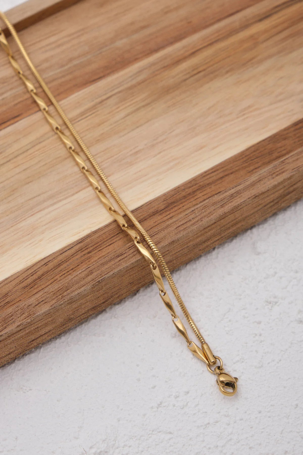 Çelik 2'li Kombin Halat İtalyan Ve İnce Küp Üçgen Zincir Bileklik Minimal Kararmaz 17+4cm