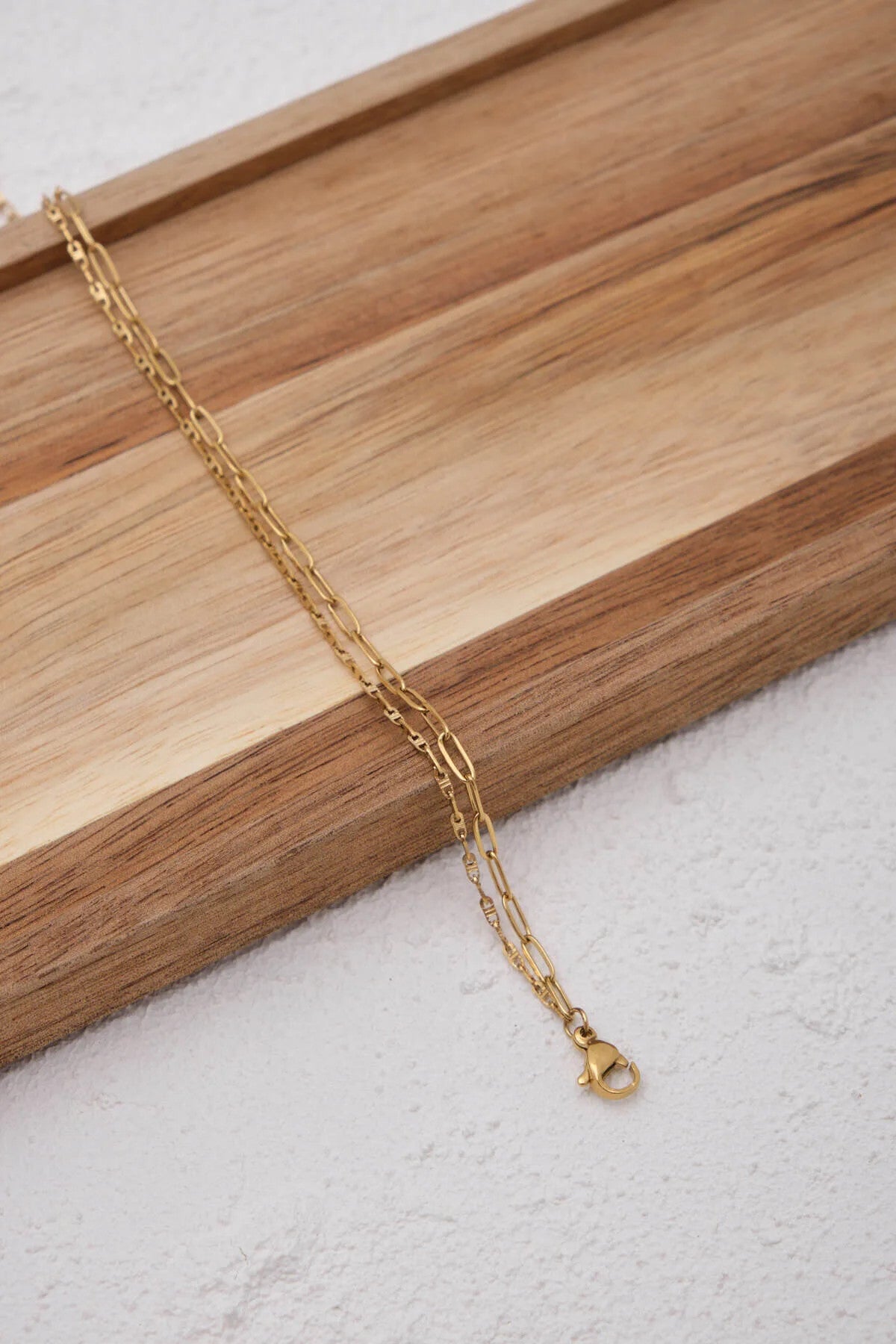 Çelik 2'li Kombin Ataç Ve Dokulu Fermuar Zincir Bileklik Minimal Kararmaz 17+4cm & 21cm