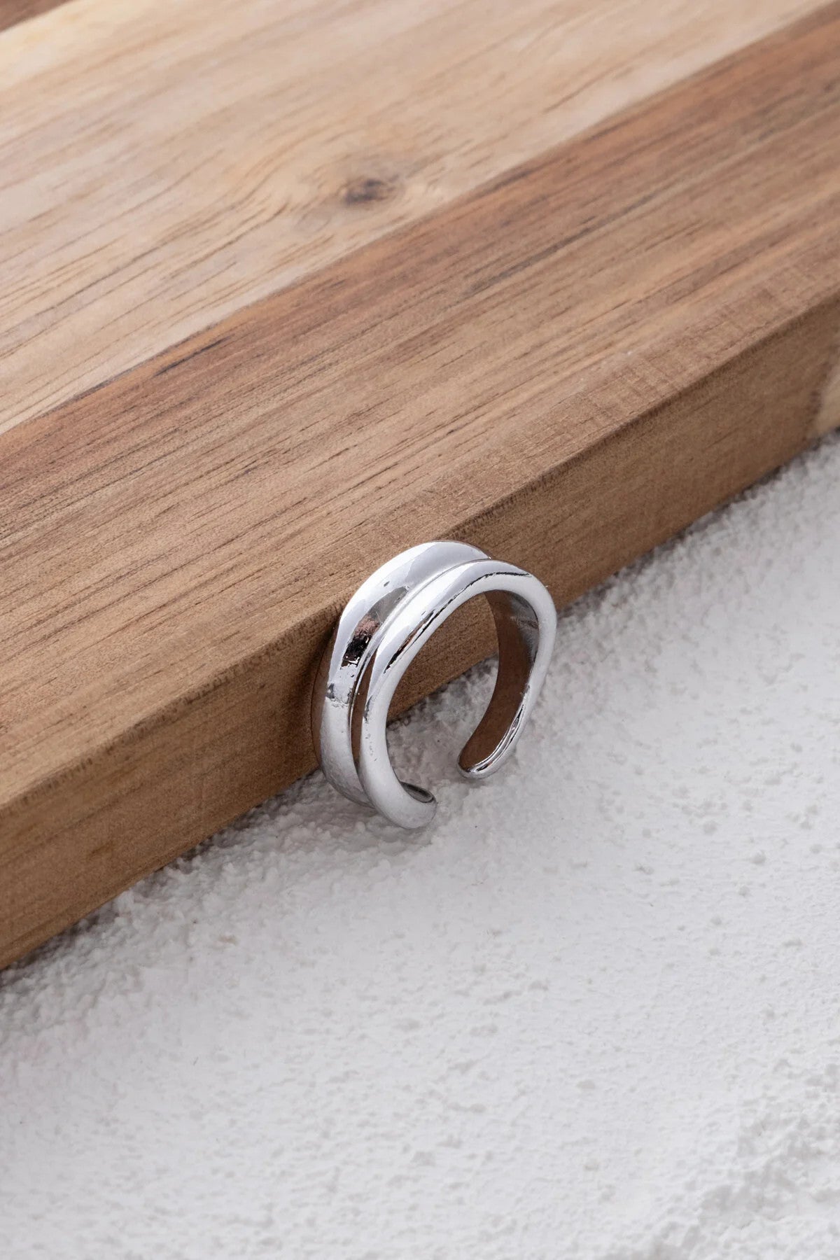 Dalga Model Yüzük Çift Sıralı Plakalı Free Size Ayarlamalı Ölçü