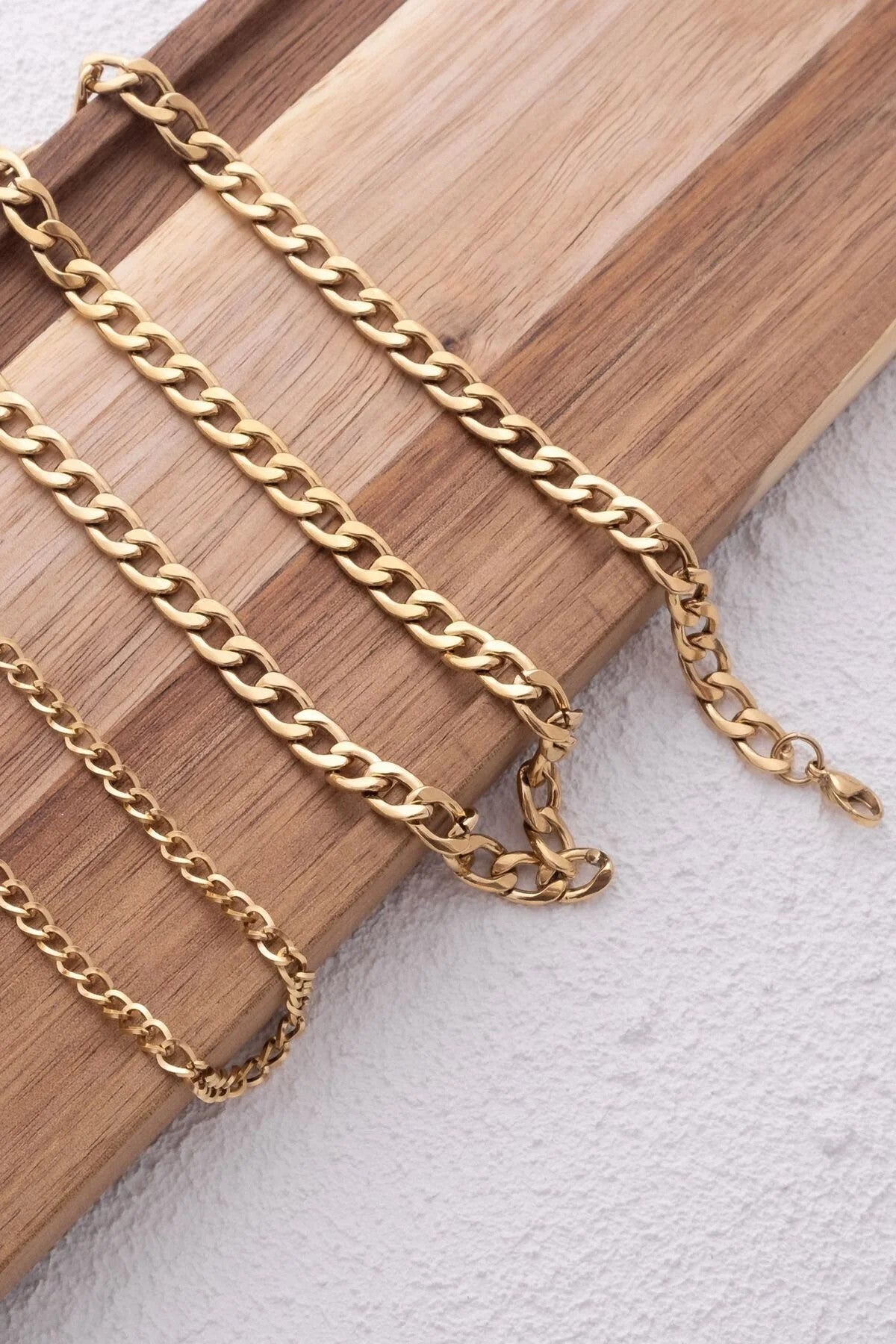 Çelik Kalın Gurmet Bel Zinciri Denizde Günlük Kullanıma Uygun Büyük Küba Zincir 60-75cm 6mm