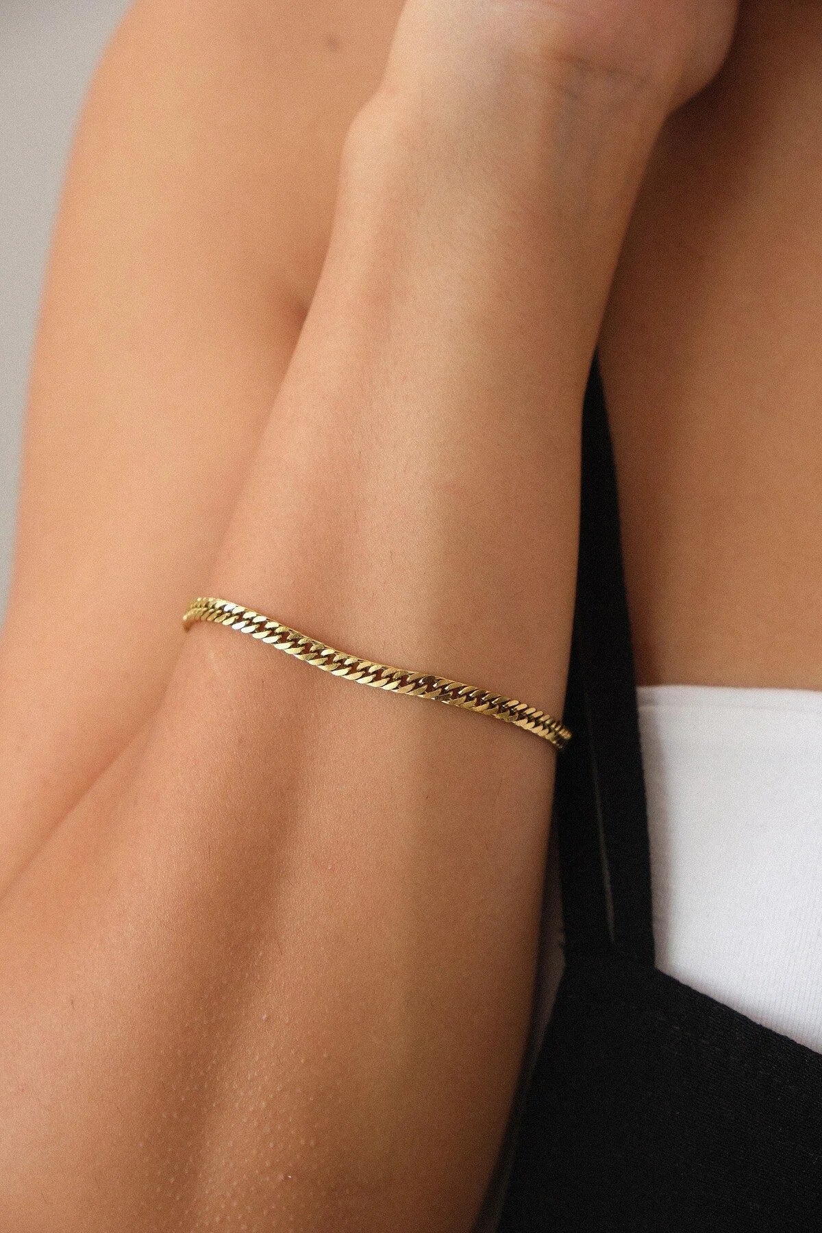 Çelik Almak Gurmet Zincir Bileklik Miami Küçük Zarif Küba Bileklik 3mm Kararmaz 17+4cm-21cm