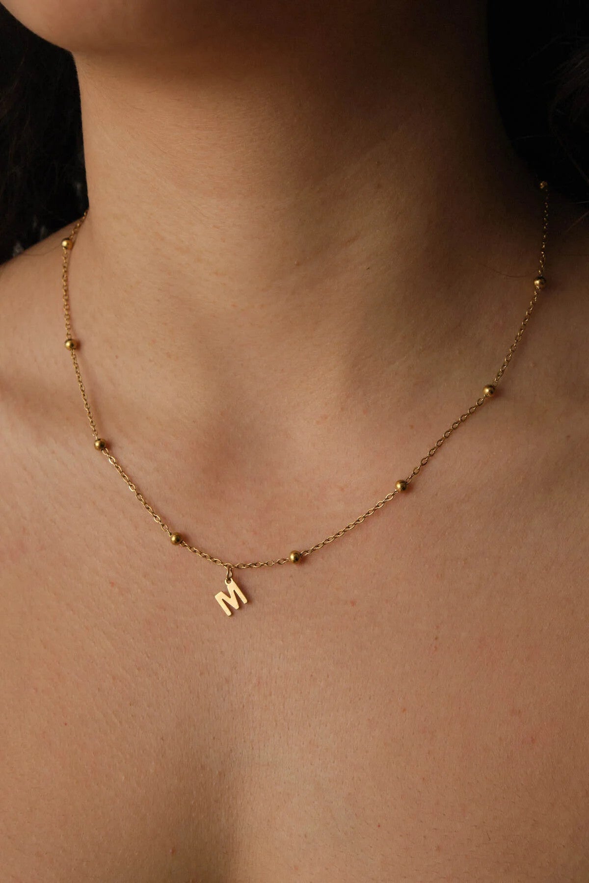 Çelik Harfli Top Zincir Kolye Kararmaz 1mm Minimal Günlük Kullanıma Uygun