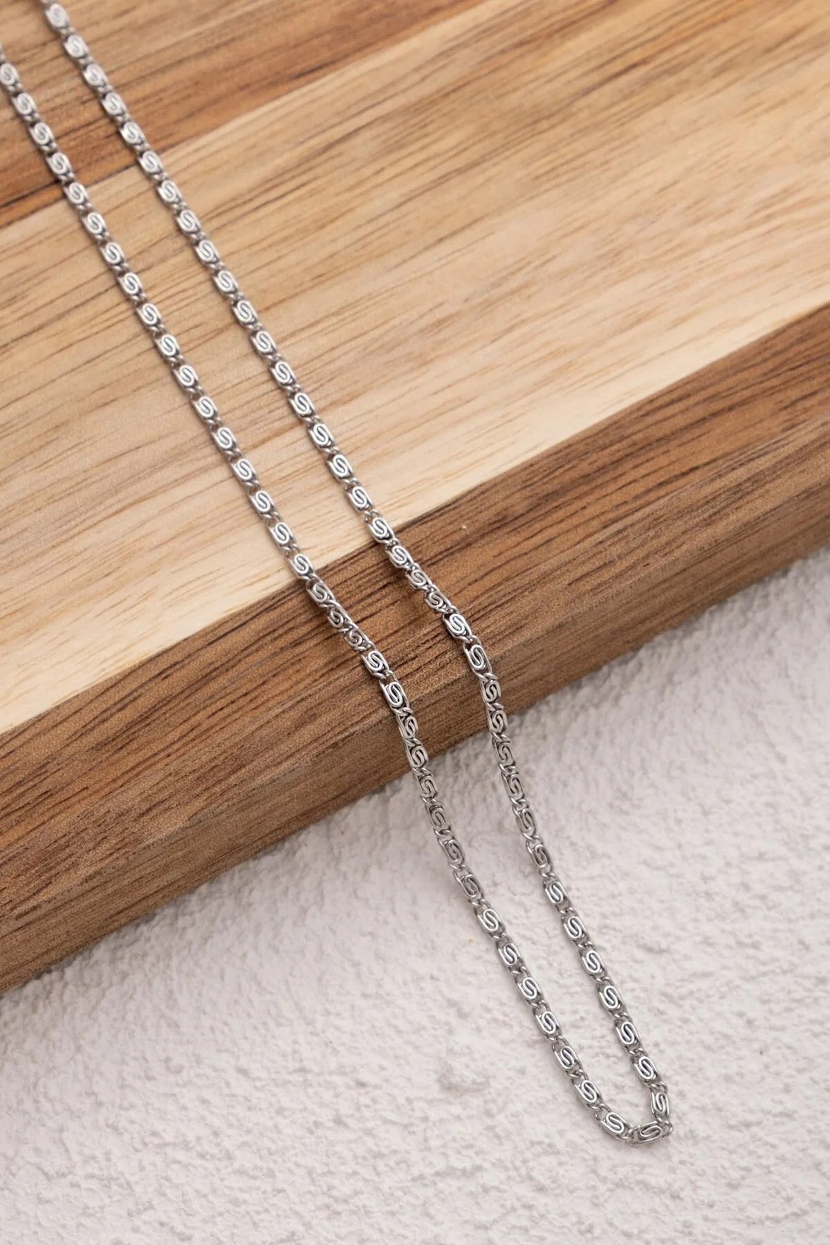 Çelik İnce Ataç Model Zincir Kolye Minimal Kolye Salyangoz Kararmaz 2 mm Günlük Kullanıma Uygun