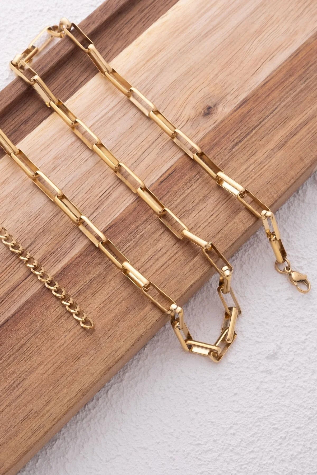 Çelik Dikdörtgen Bel Zinciri Denizde Yazın Günlük Kullanıma Uygun Kararmaz Zincir 60-75cm 6mm