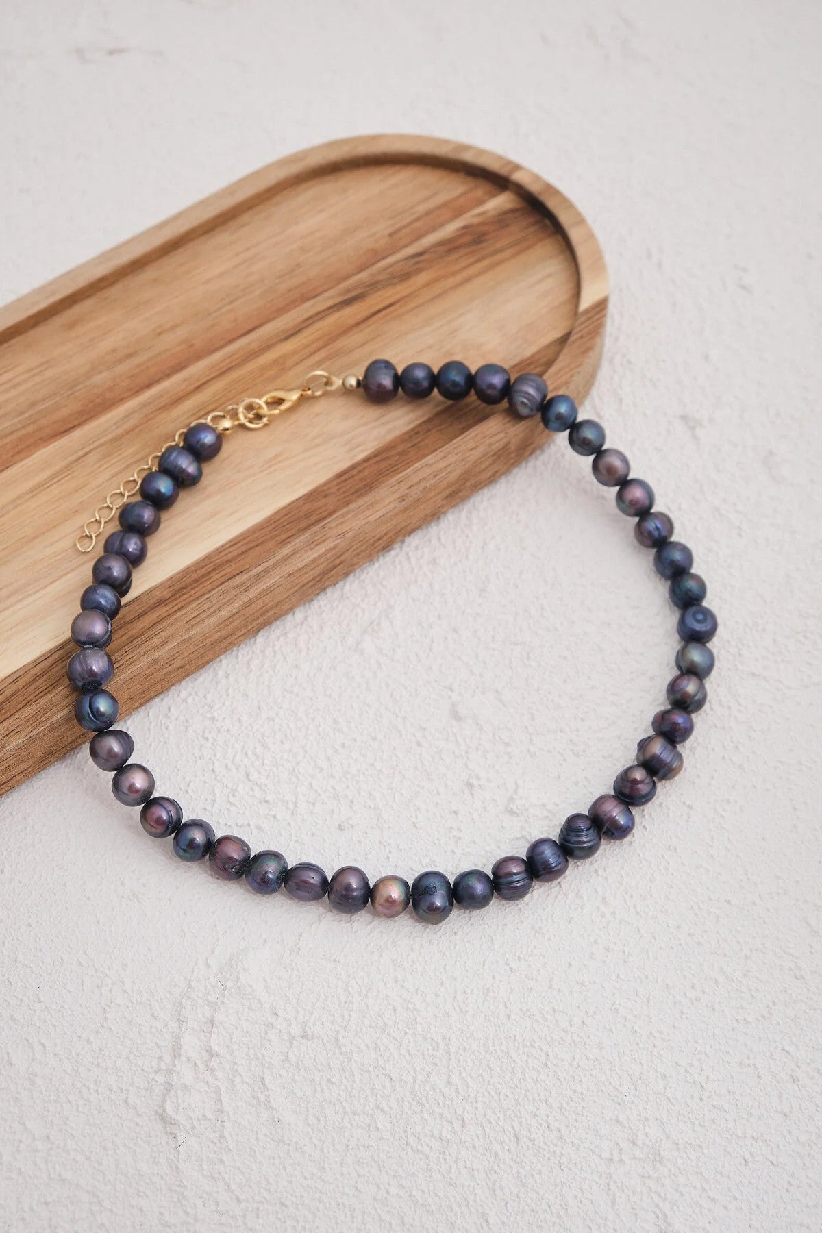 Siyah İnci Doğal Taş Kolye 40cm+5cm