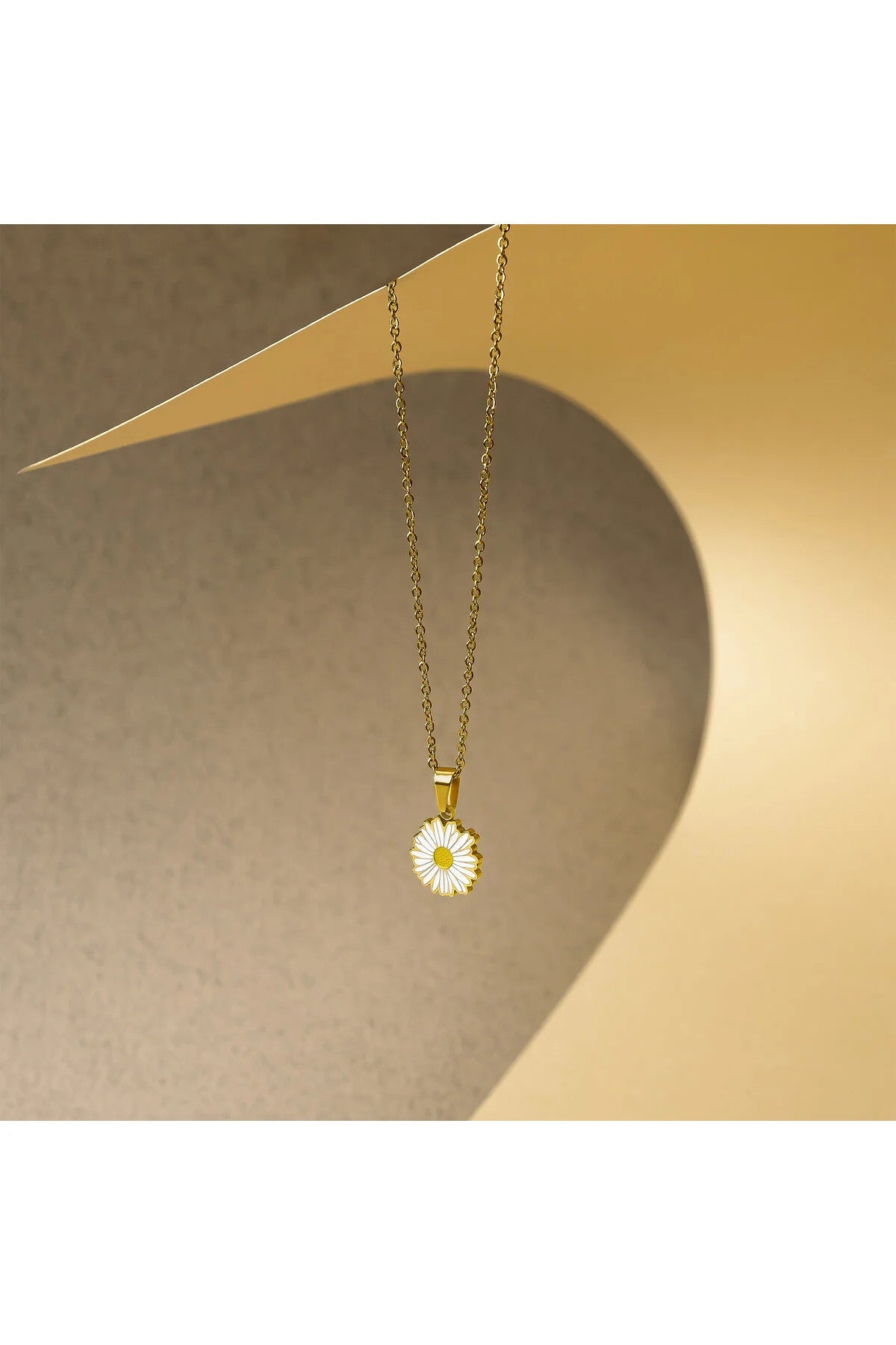 Çelik Mineli Papatya Kolye Kararmaz