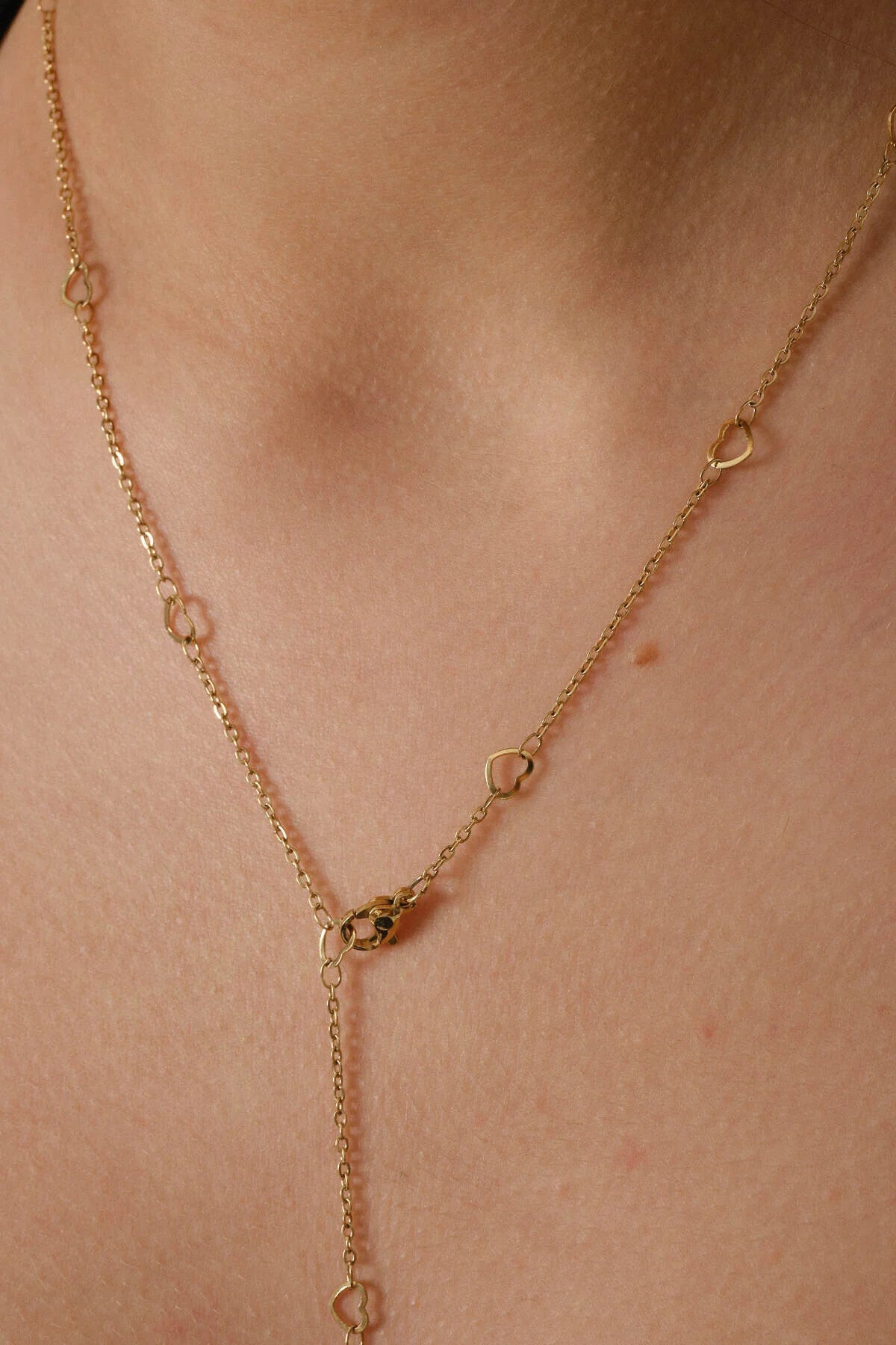 Çelik Kalp Y Kolye Zincir Ayarlanabilir Kolye 1mm Zarif Minimal 45cm