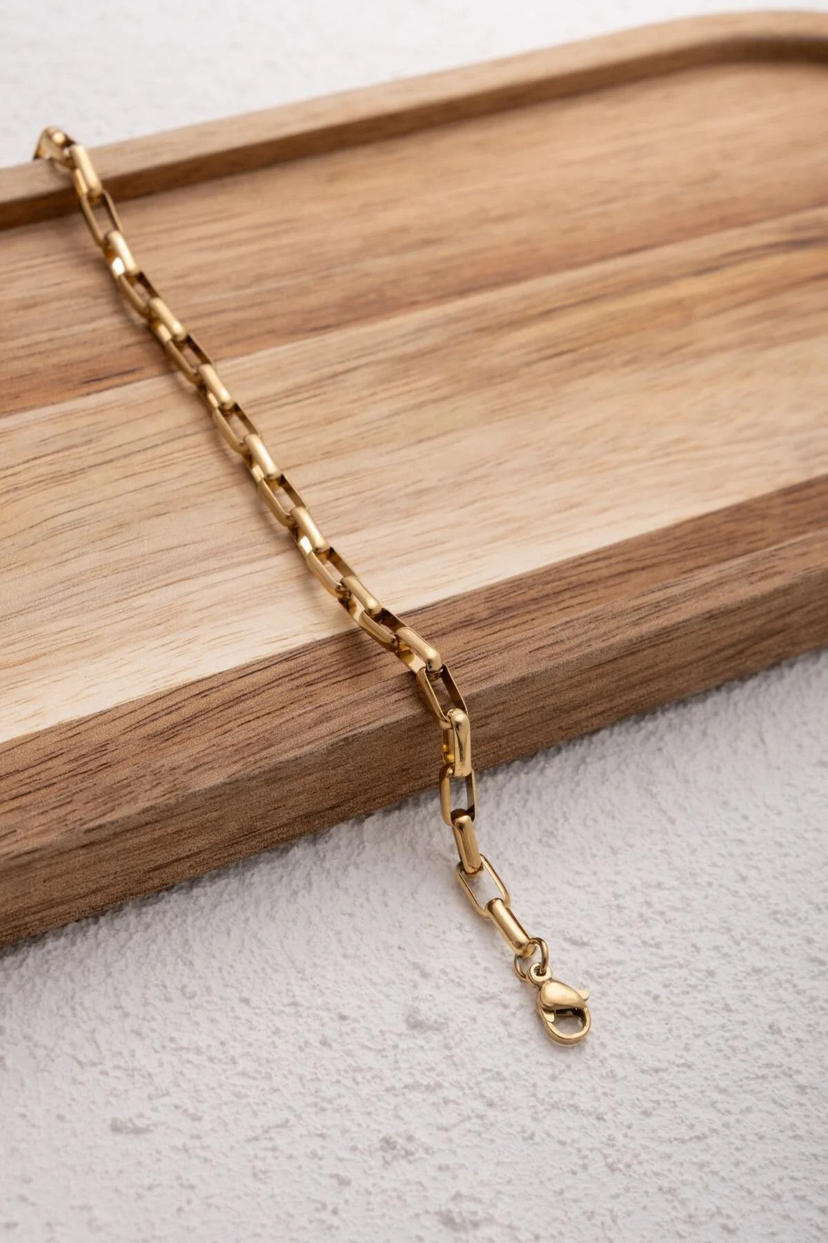 Çelik İnce Dikdörtgen Zincir Halhal Kararmaz 4mm 22+4cm Günlük Kullanıma Uygun