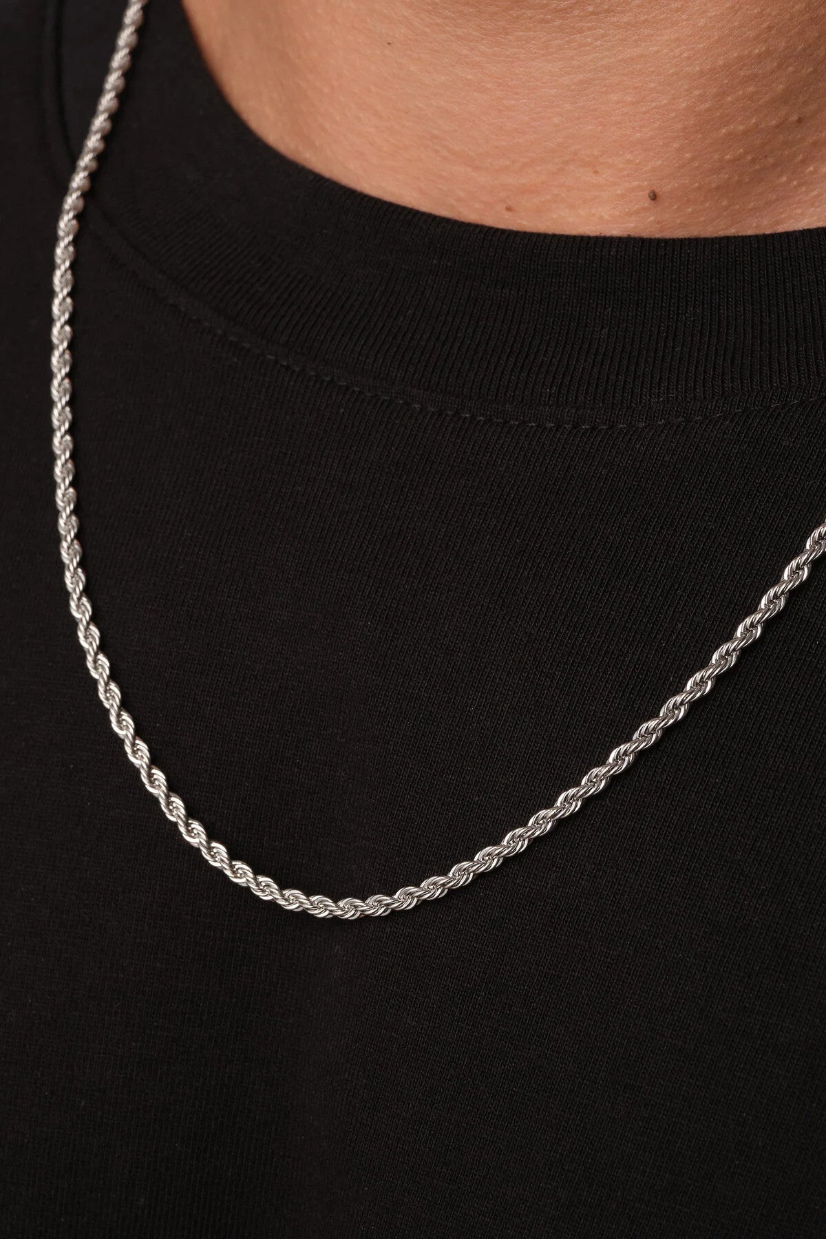 Çelik Burgu Erkek Zincir Kolye 3mm Kararmaz 60cm