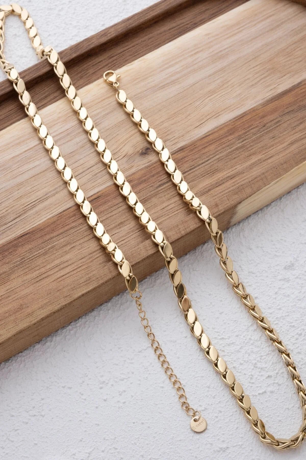 Çelik Ince Arpa Zincir Kolye Kararmaz Boy 60 Cm 3mm