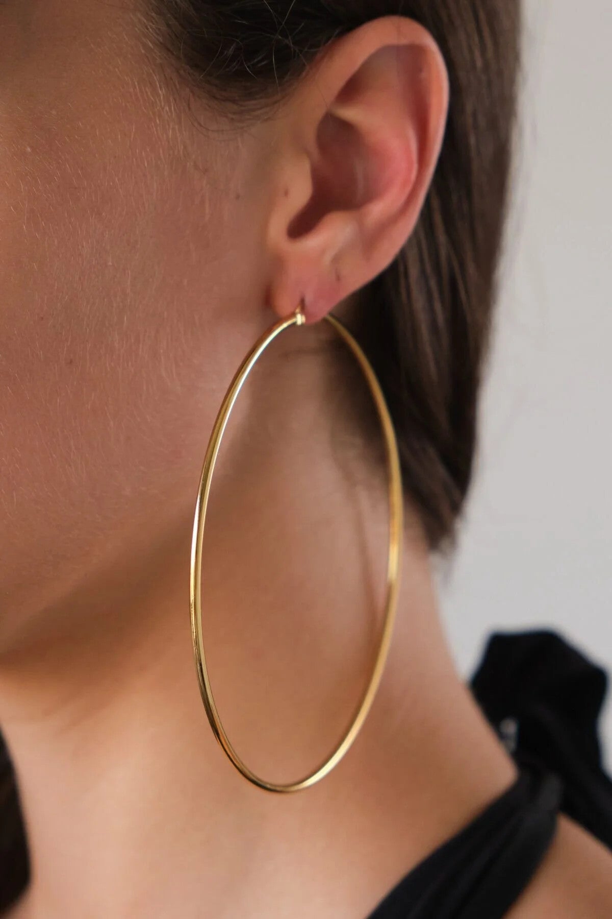 Çelik Halka Küpe Kararmaz Çember Halka Küpe Çap 9cm