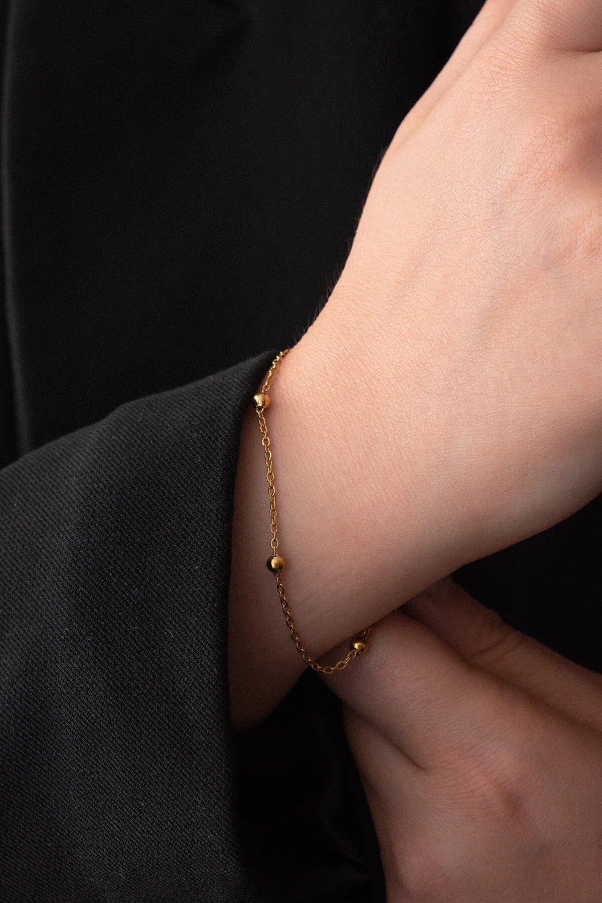 Çelik Toplu Bileklik Ince Dorika Forse Zincir 1mm Zarif Minimal 17cm+4cm-21cm