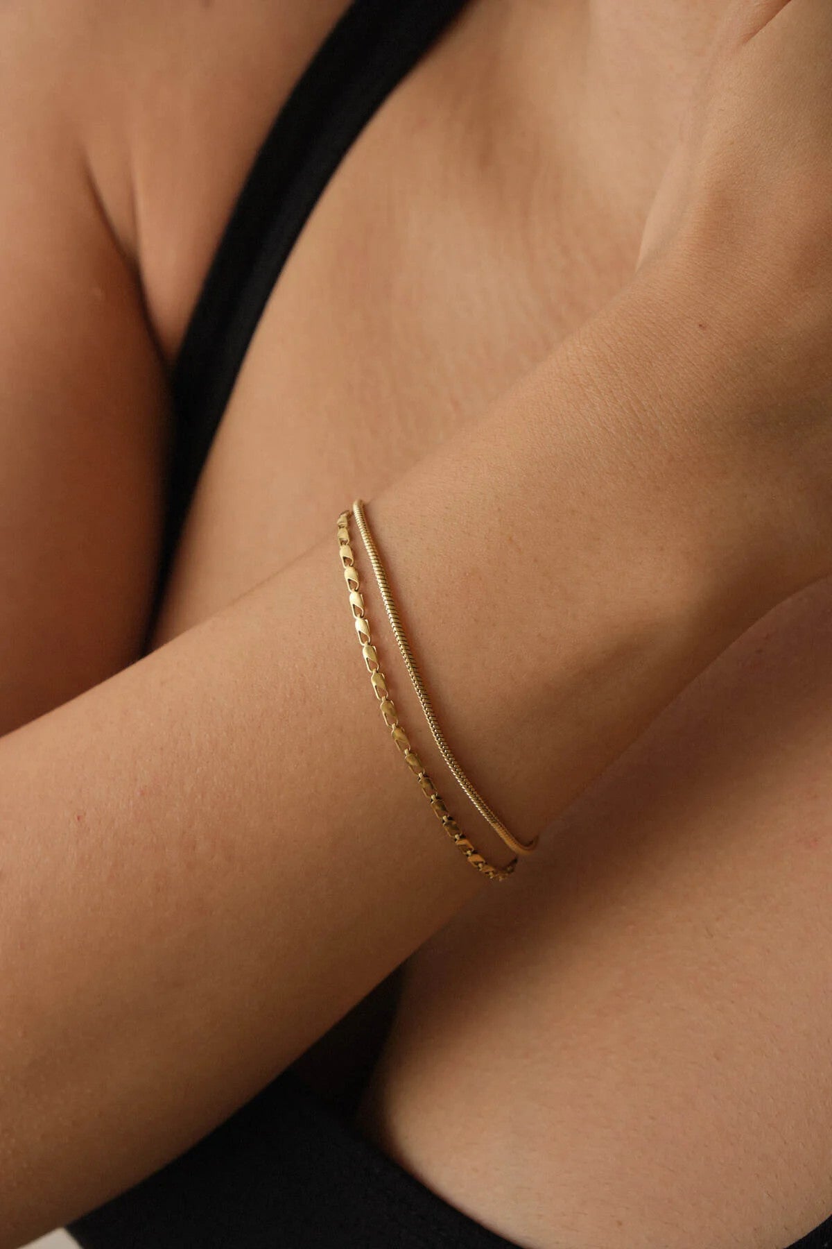 Çelik 2'li Kombin Halat İtalyan Ve Papağan Zincir Bileklik Minimal Kararmaz 17+4cm