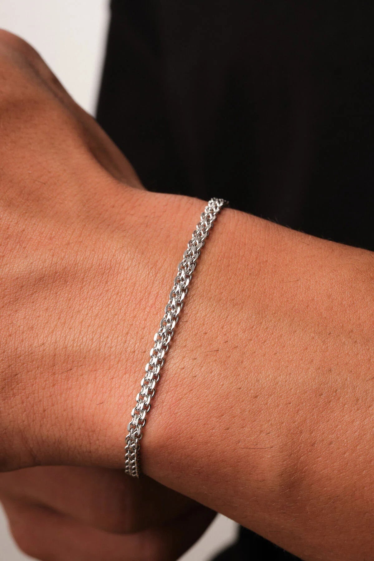 Çelik Örme Erkek Zincir Bileklik Forse Zincir Bileklik 3mm Kararmaz 20cm