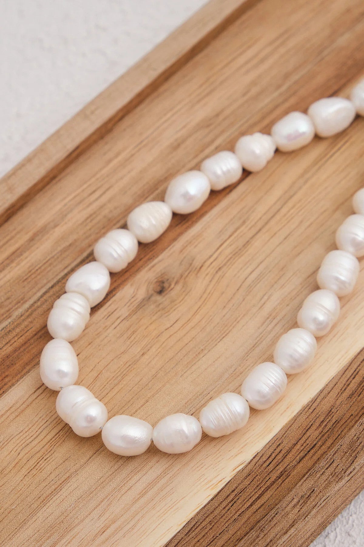 İnci Doğal Taş Kolye 40cm+5cm