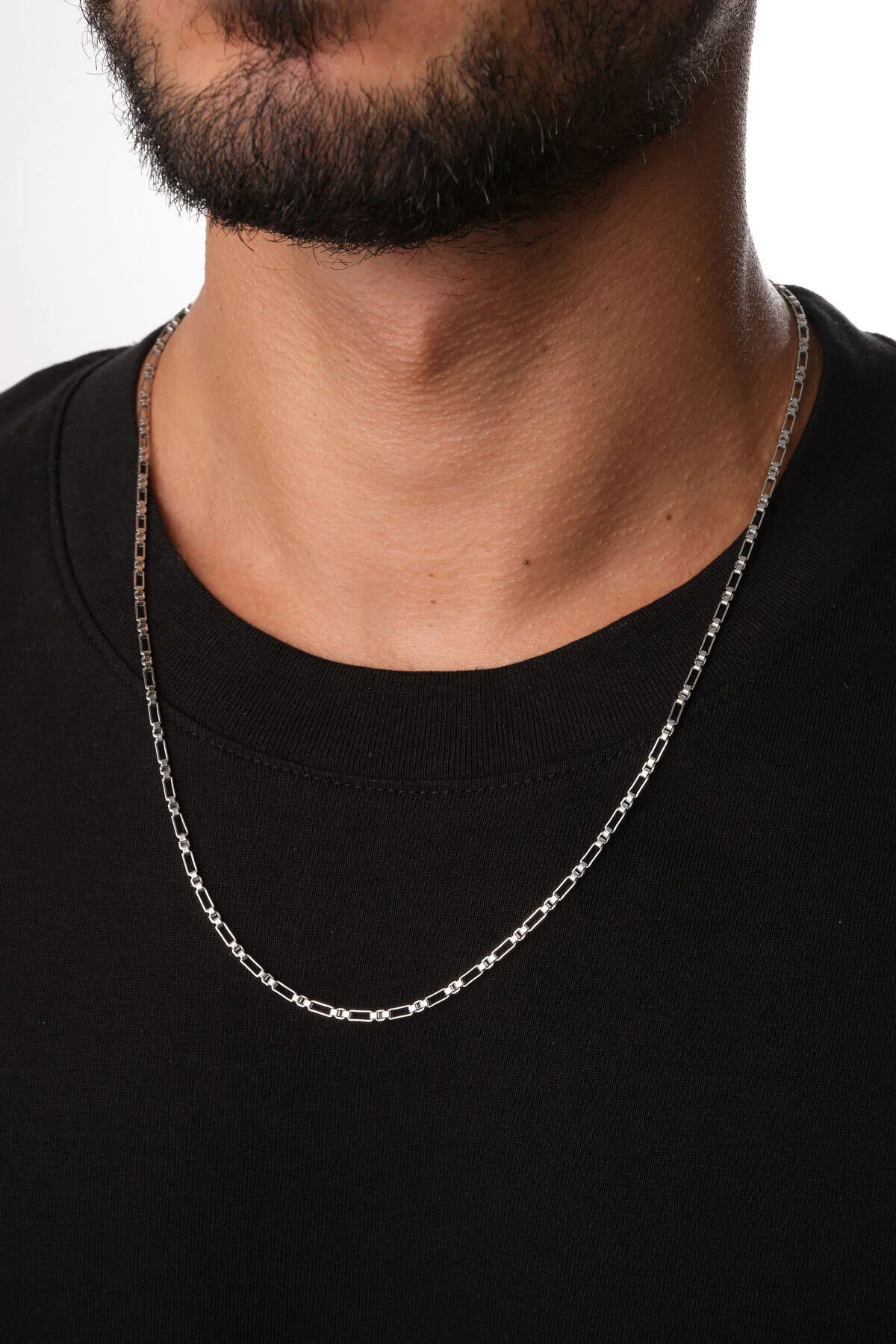 Çelik Dikdörtgen Kare Erkek Kolye 2mm Kararmaz