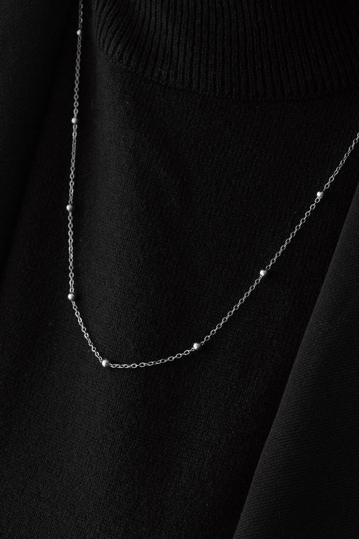 Çelik Toplu Ince Dorika Zincir Kolye Ince Forse Zincir 1mm Zarif Minimal