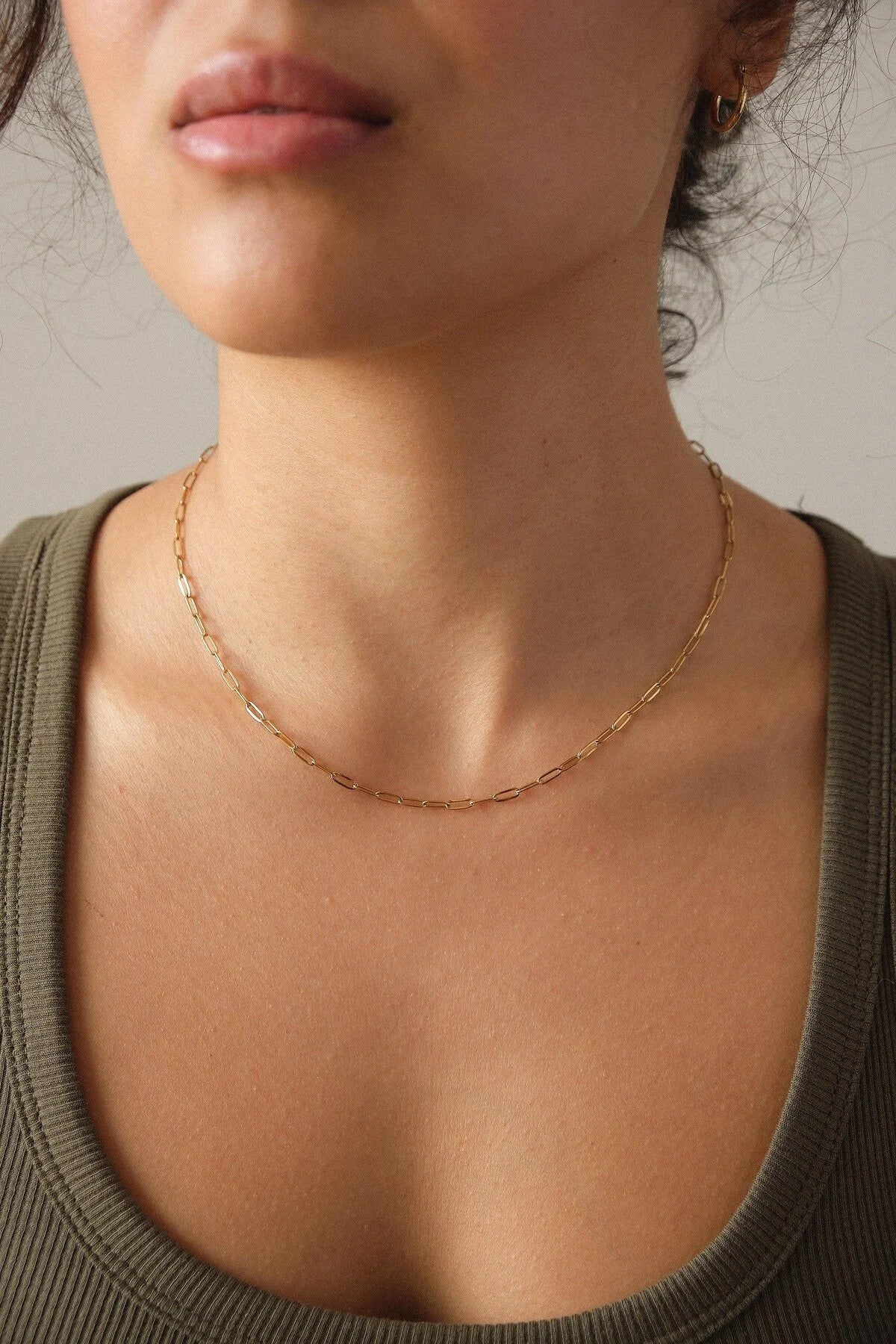 Çelik Ataç Oval Halka Zincir Kolye Günlük Kullanıma Uygun Kararmaz Kablo Zincir Kolye 2mm