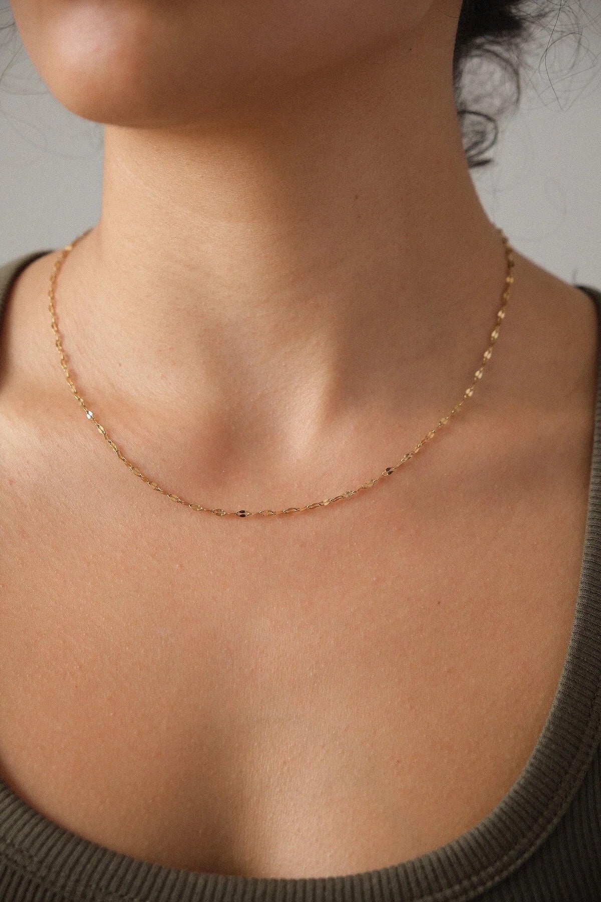 Çelik Dudak Zincir Kolye Ince Singapur Sarma Burgu Aynalı Kolye 2mm Zarif Minimal