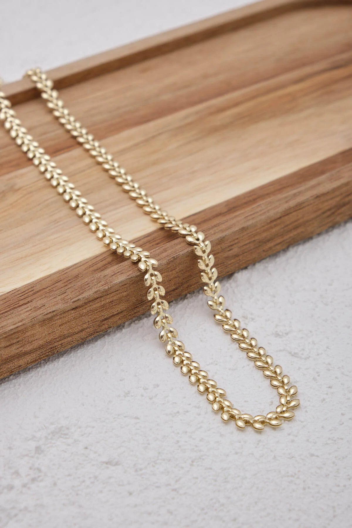 VIP Altın Kaplama Başak Kolye Balık Sırtı Model Kararmaz 5mm