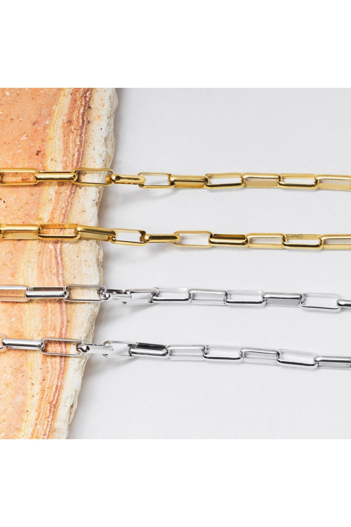 Çelik Dikdörtgen Erkek Zincir Kolye 5mm Kararmaz