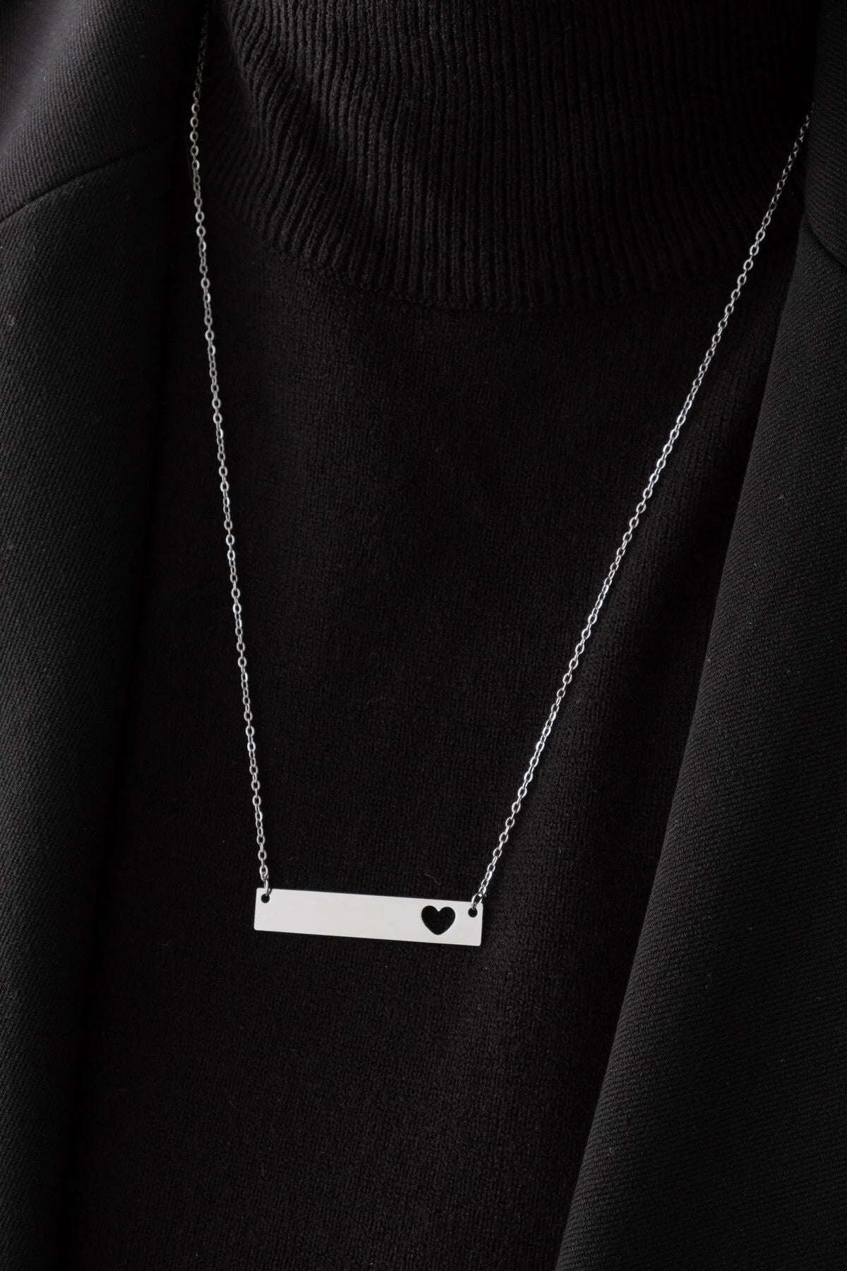 Çelik Kalpli Künye Kolye Kararmaz