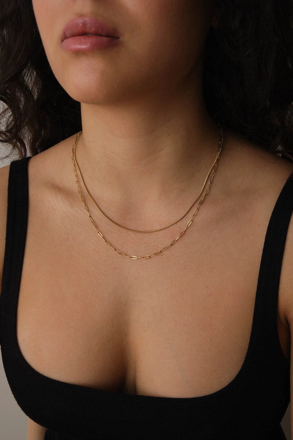 Çelik 2'li Kombin Ataç ve İnce İtalyan Zincir Kolye Minimal Kararmaz 45+5cm