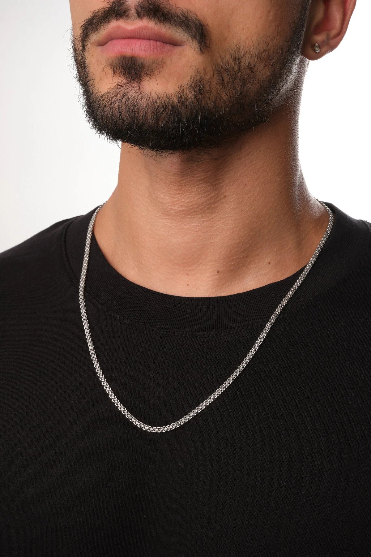 Çelik Örme Erkek Zincir Kolye Forse Zincir 3mm Kararmaz