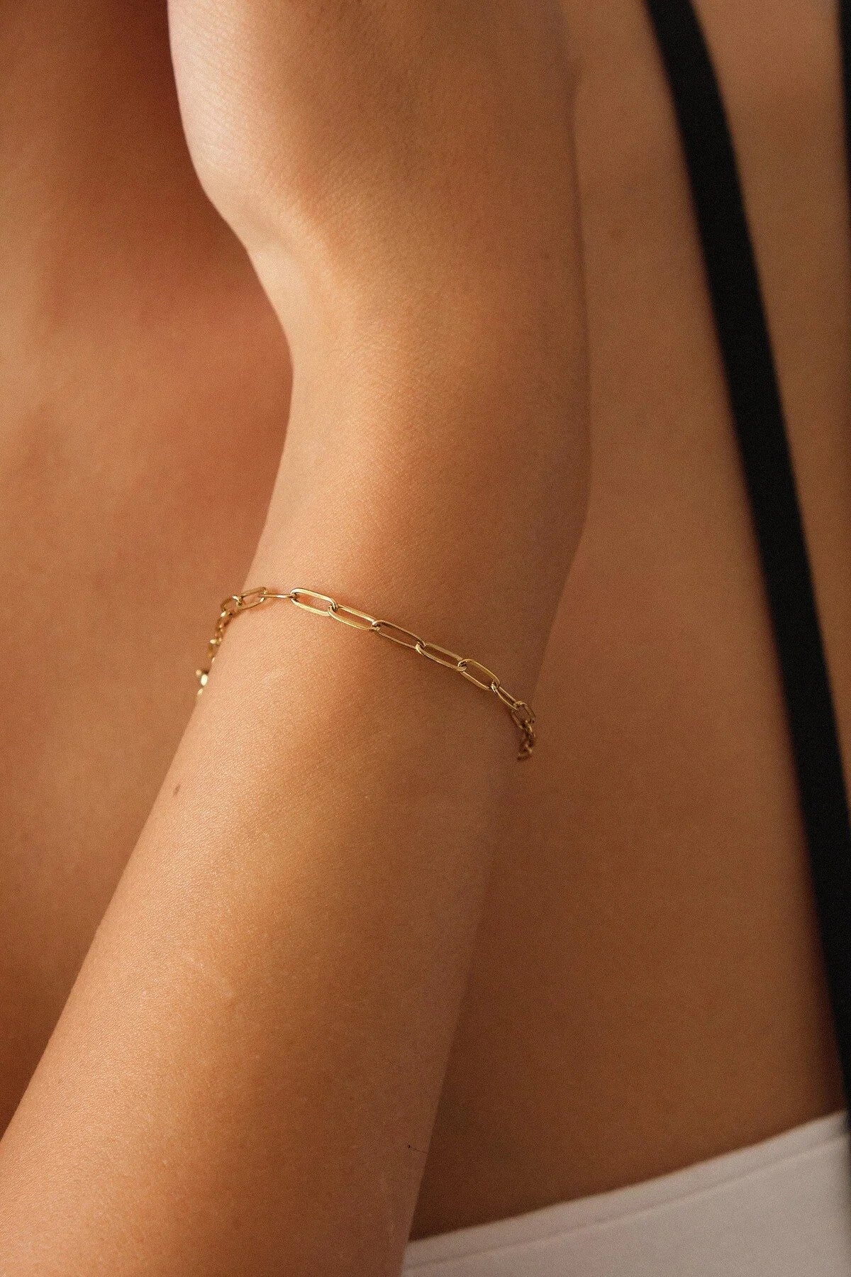 Çelik Ataç Oval Halka Zincir Bileklik Günlük Kullanıma Uygun Kararmaz Kablo Zincir 2mm 17cm+4cm&21cm