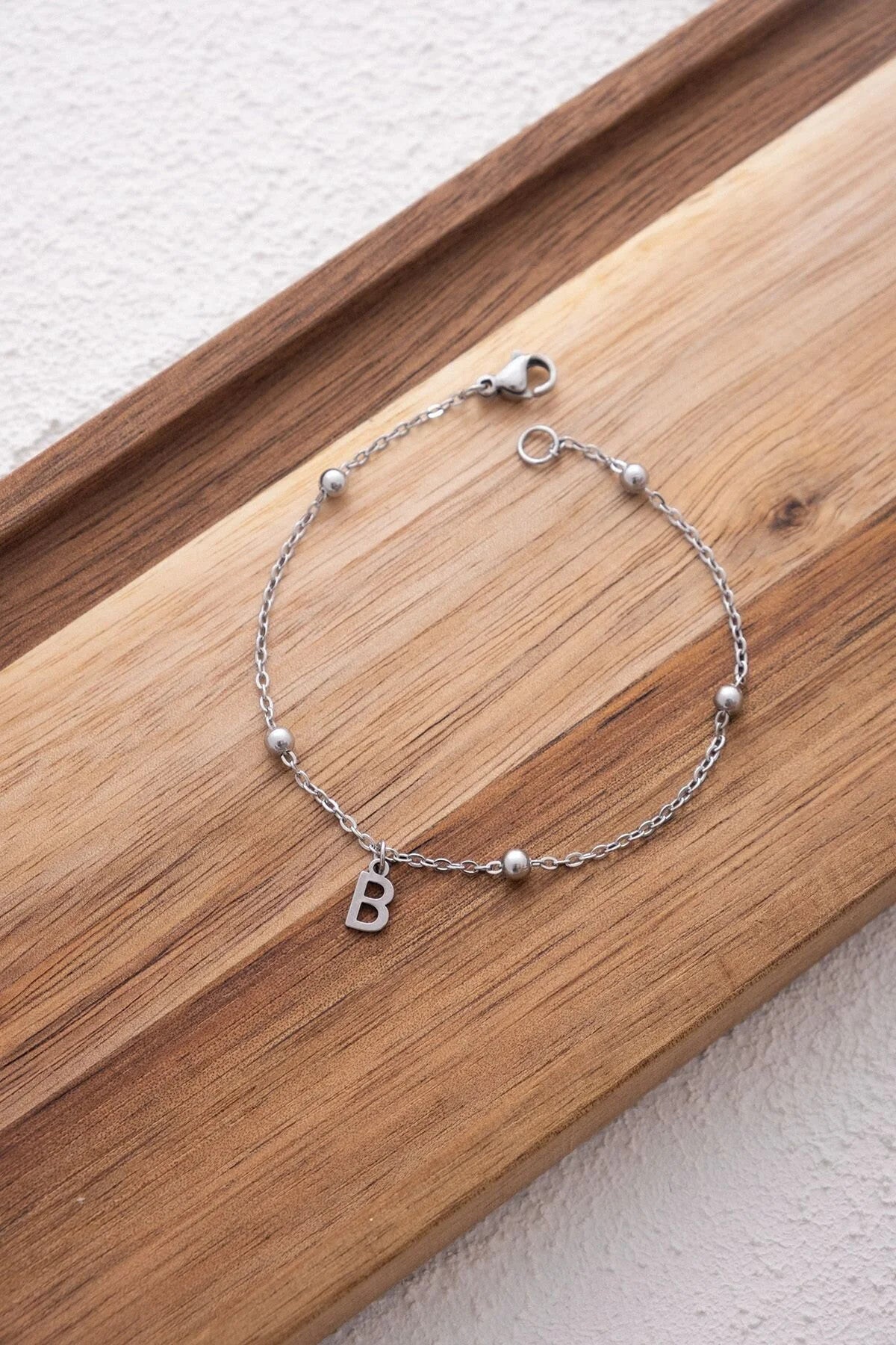 Çelik Harfli Top Ince Dorika Zincir Bileklik Harfli Bileklik Forse Zincir 1mm Minimal 17+4cm&21cm