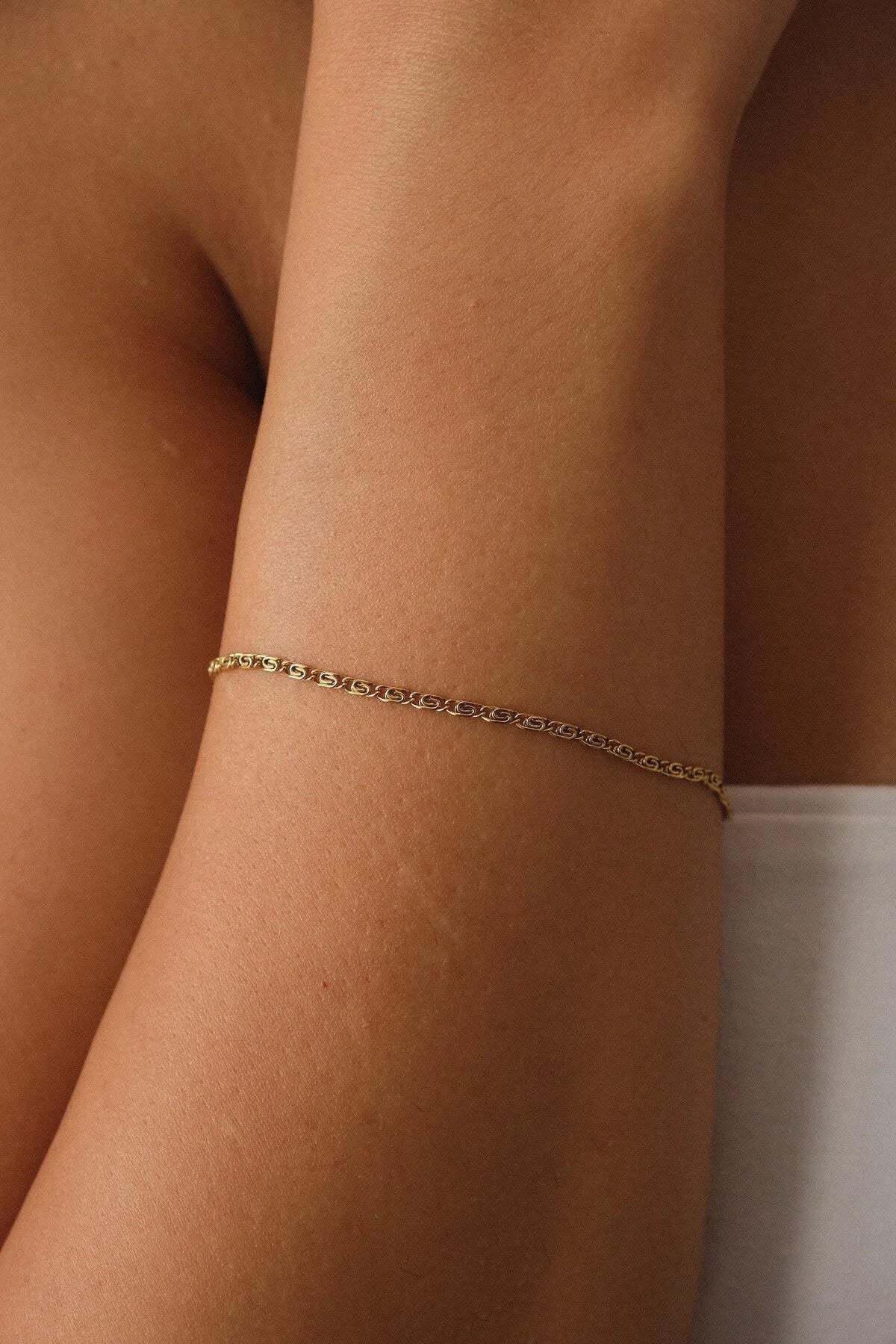 Çelik İnce Ataç Model Zincir Bileklik Minimal Zincir Salyangoz Kararmaz 2mm 17cm+4cm&21cm